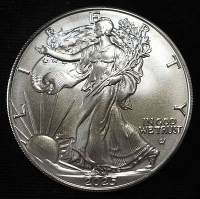 2025 AMERICAN SILVER EAGLE. TOP RATED AUCTION HOUSE ESTIMATE $90 - $130.