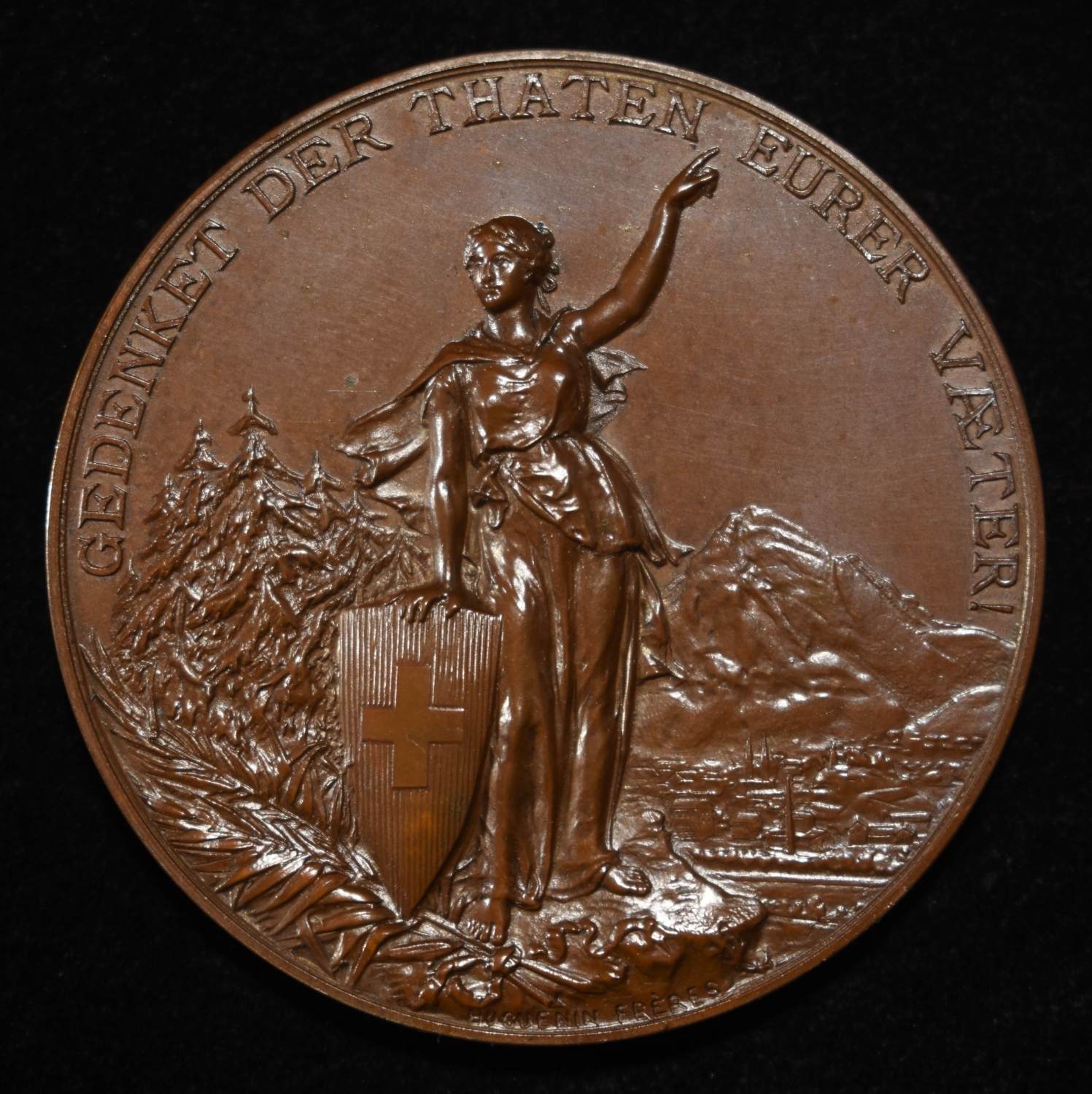 1892 SWISS SHOOTING MEDAL GLARUS BRONZE