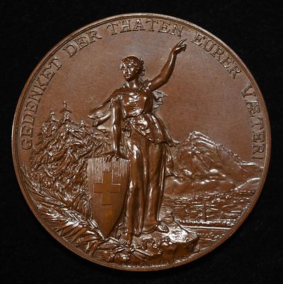 1892 SWISS SHOOTING MEDAL GLARUS BRONZE. TOP RATED AUCTION HOUSE ESTIMATE $300 - $400.