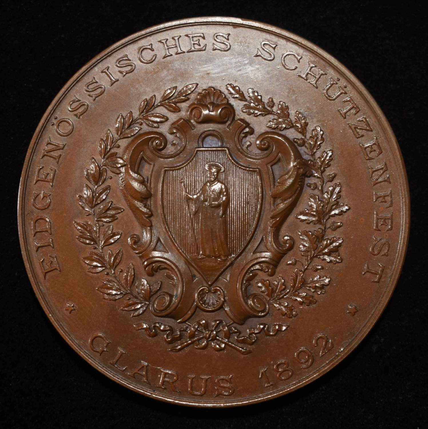 1892 SWISS SHOOTING MEDAL GLARUS BRONZE