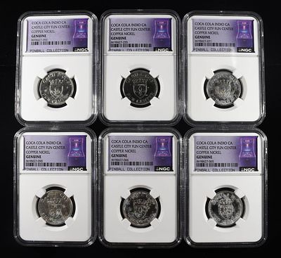 (6) COCA COLA INDIO CA NGC GENUINE. CASTLE CITY FUN CENTER COPPER NICKEL CHECK OUT OUR UPCOMING 