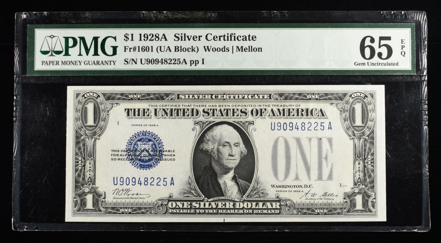 1928A $1 SILVER CERTIFICATE PMG 65 EPQ