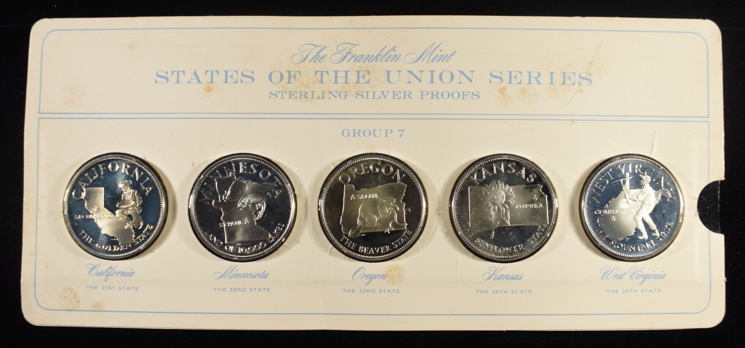 FRANKLIN MINT STATES OF UNION SERIES SILVER PROOFS