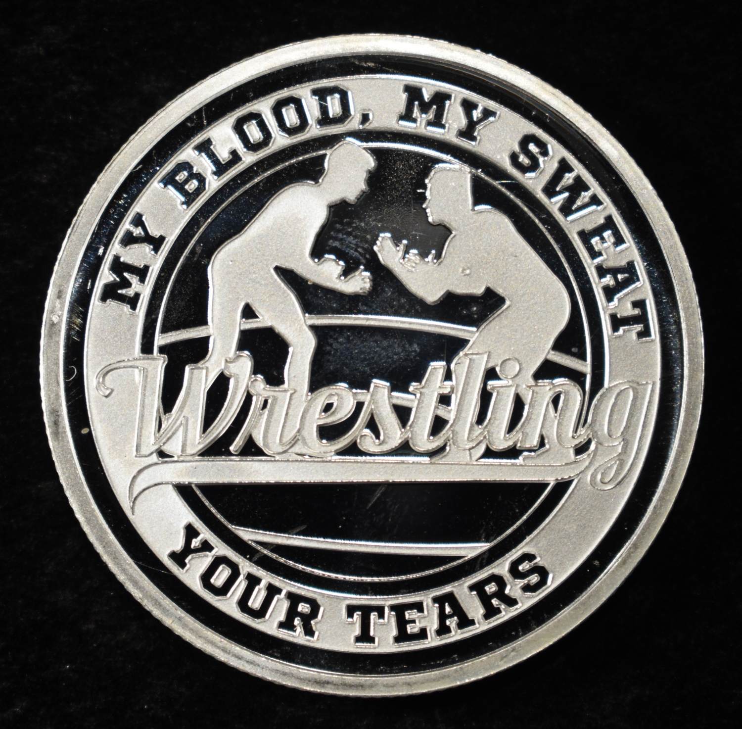 WRESTLING 1 OZ .999 SILVER ROUND