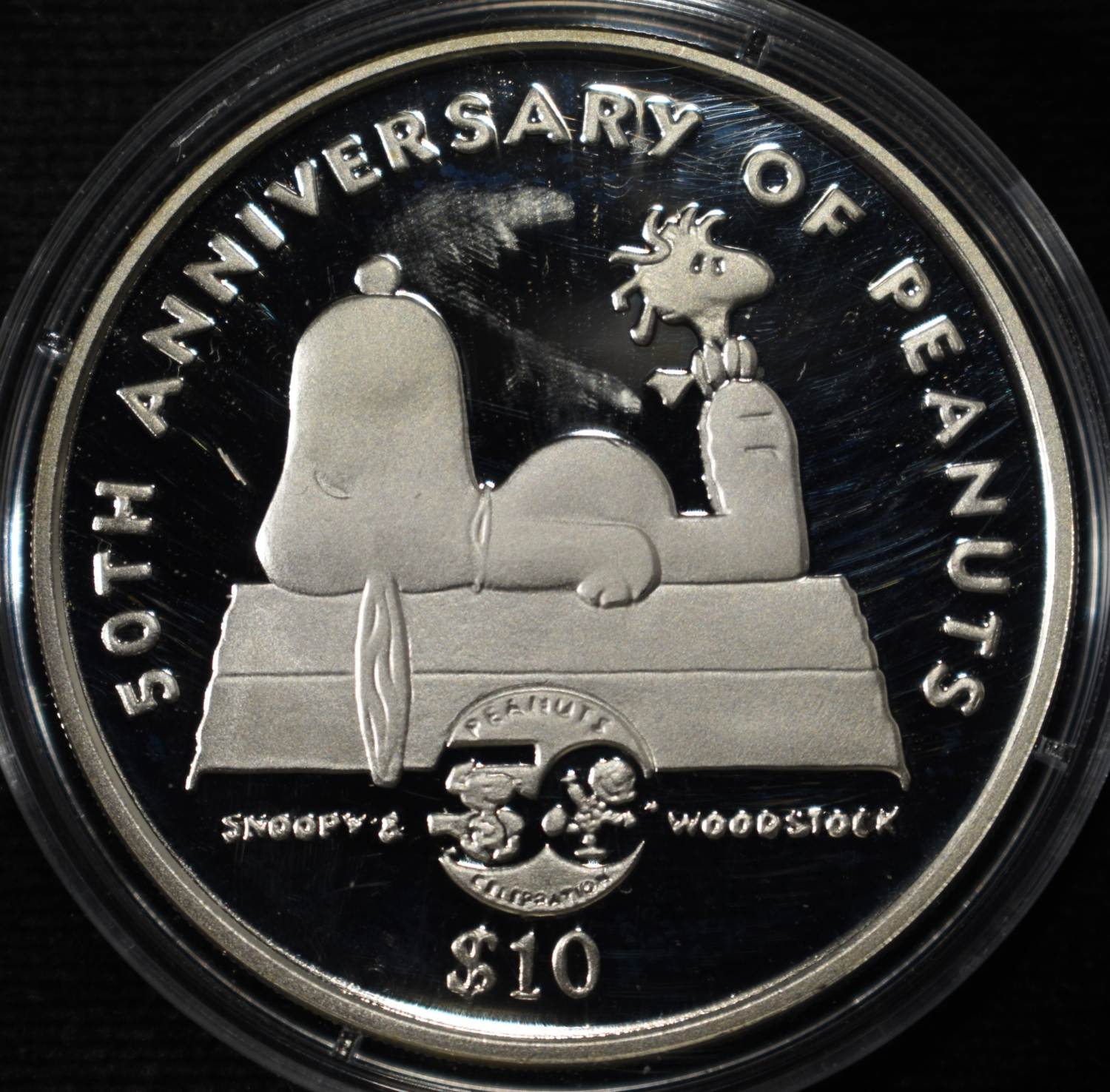 50TH ANNIV OF PEANUTS 1 OZ .999 SILVER PROOF