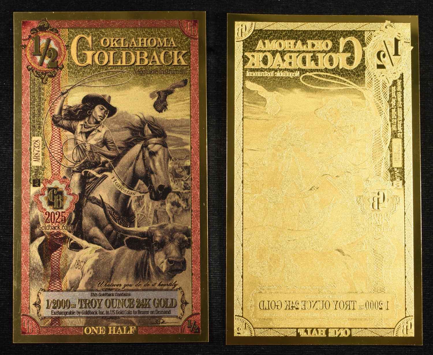 (15) $1/2 GOLDBACKS 1/2000TH TROY OZ 24K GOLD