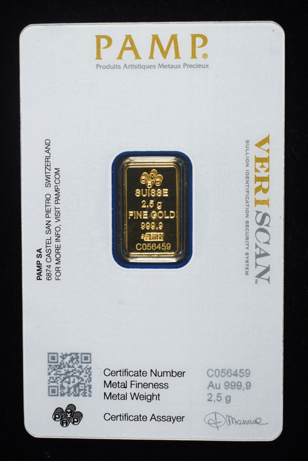 PAMP SUISSE 2.5G .9999 GOLD BAR