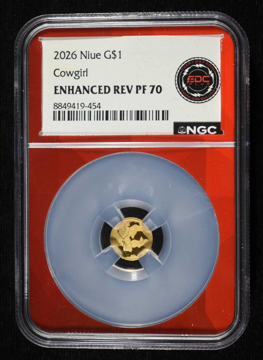 2026 $1 NIUE GOLD COWGIRL NGC ENHANCED REV PF70