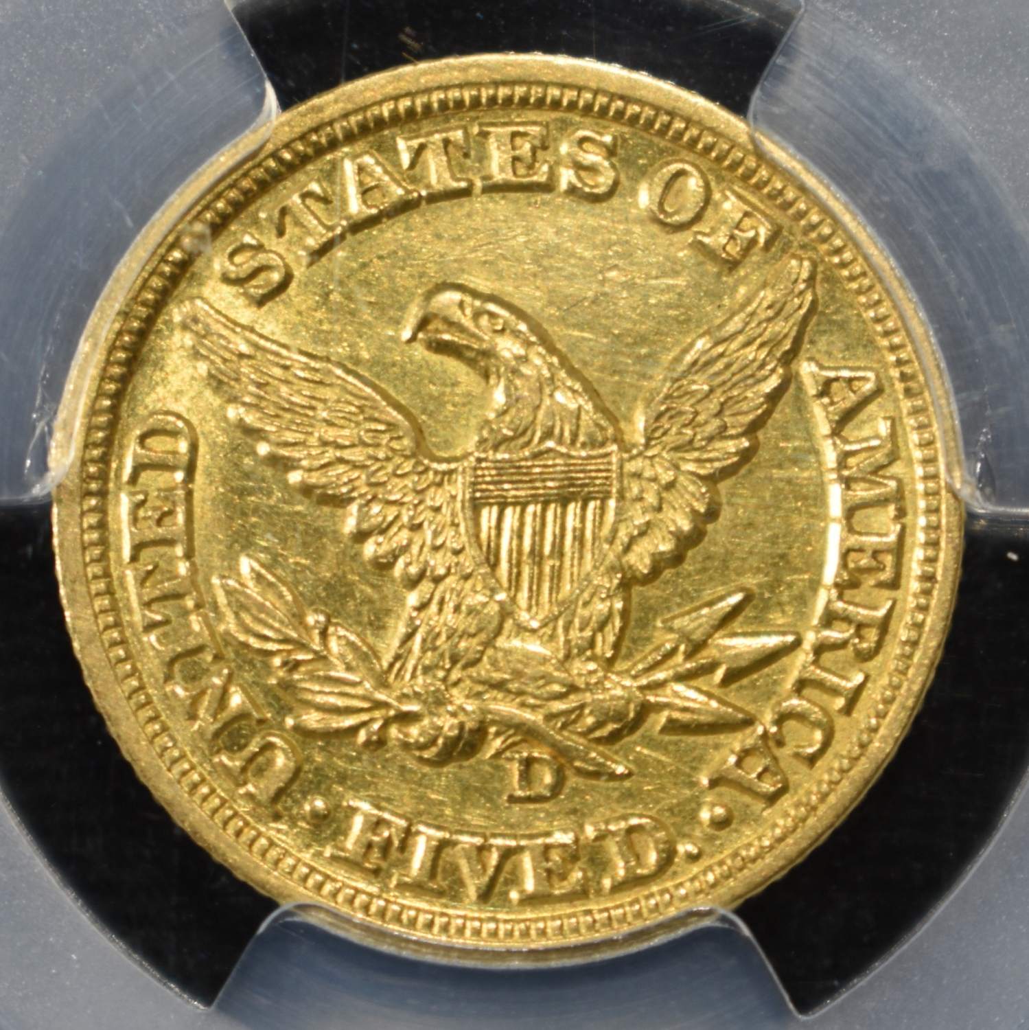 1849-D $5 GOLD LIBERTY PCGS AU-55 RARE