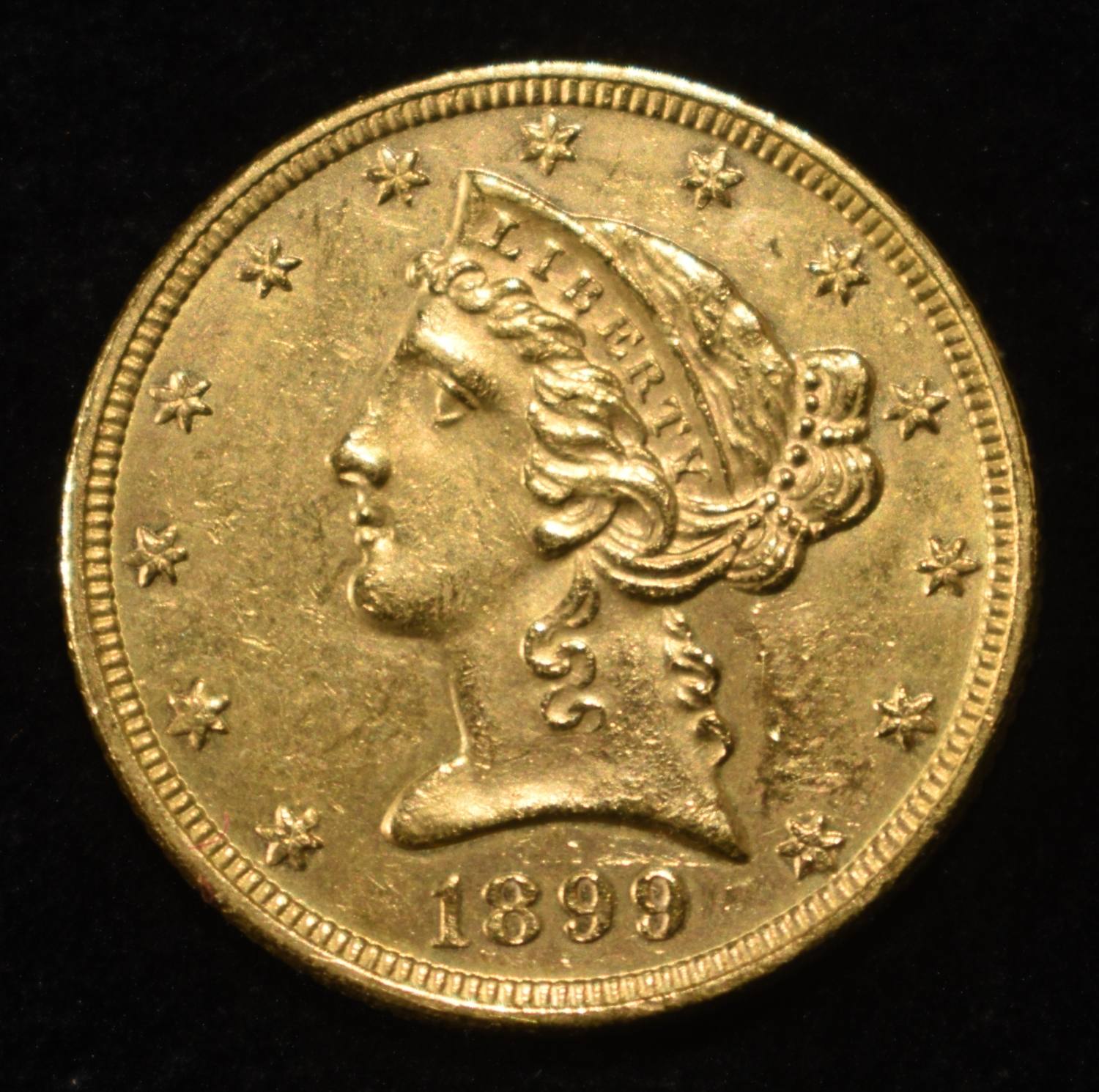 1899 $5 GOLD LIBERTY CH BU