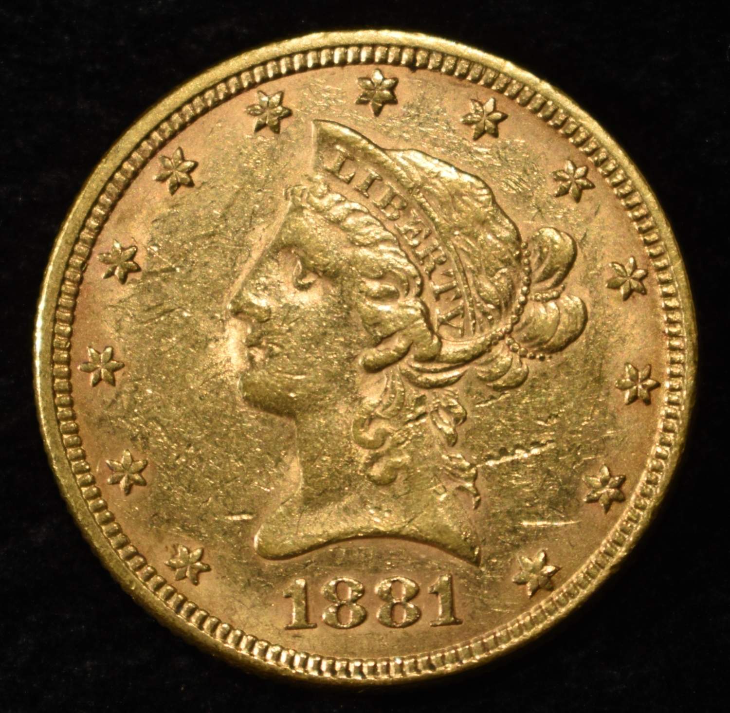 1881 $10 GOLD LIBERTY AU