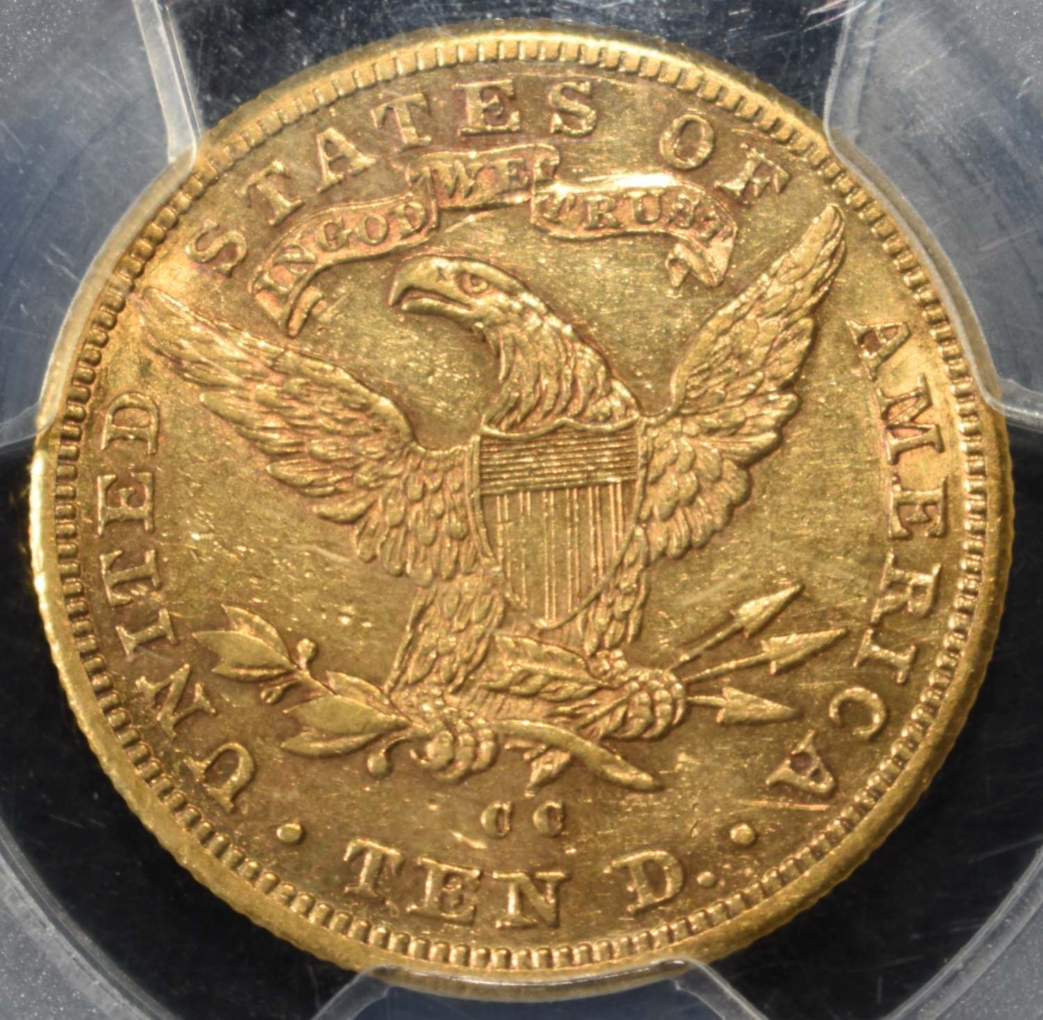 1891-CC $10 GOLD LIBERTY PCGS AU-53