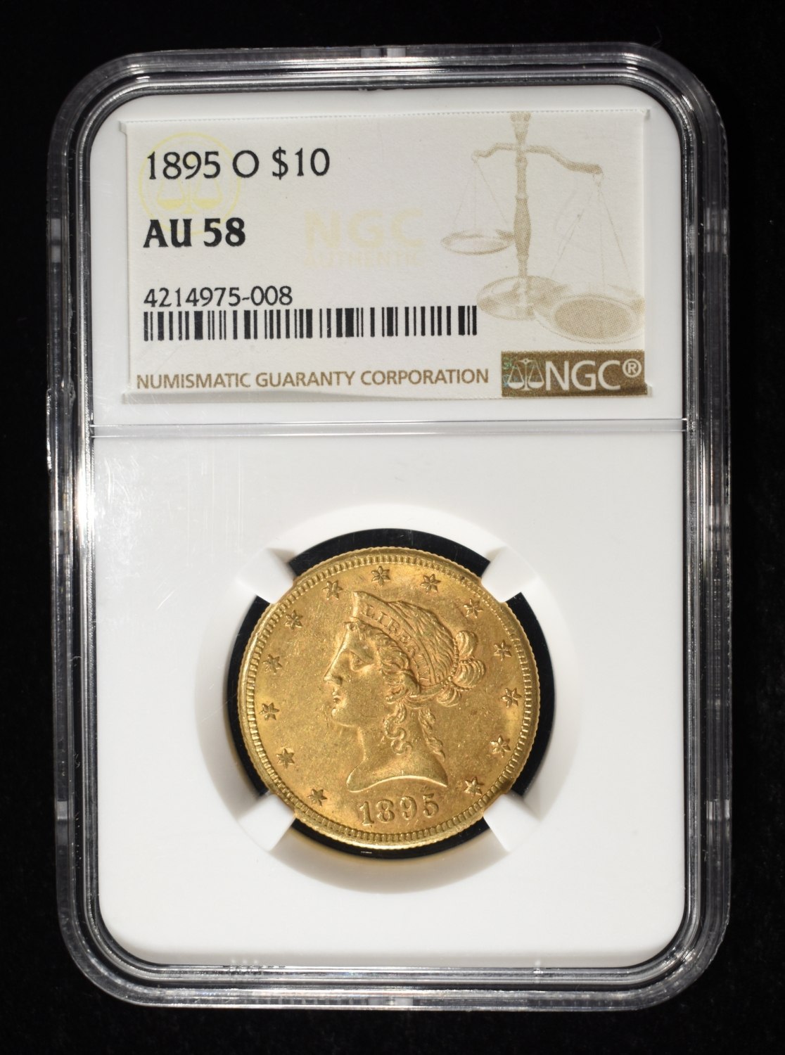1895-O $10 GOLD LIBERTY NGC AU-58 LOW MINTAGE