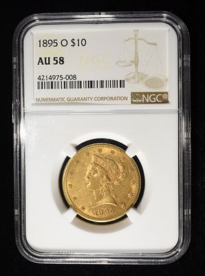 1895-O $10 GOLD LIBERTY NGC AU-58 LOW MINTAGE. CHECK OUT OUR UPCOMING AUCTIONS ESTIMATE $3000 - 