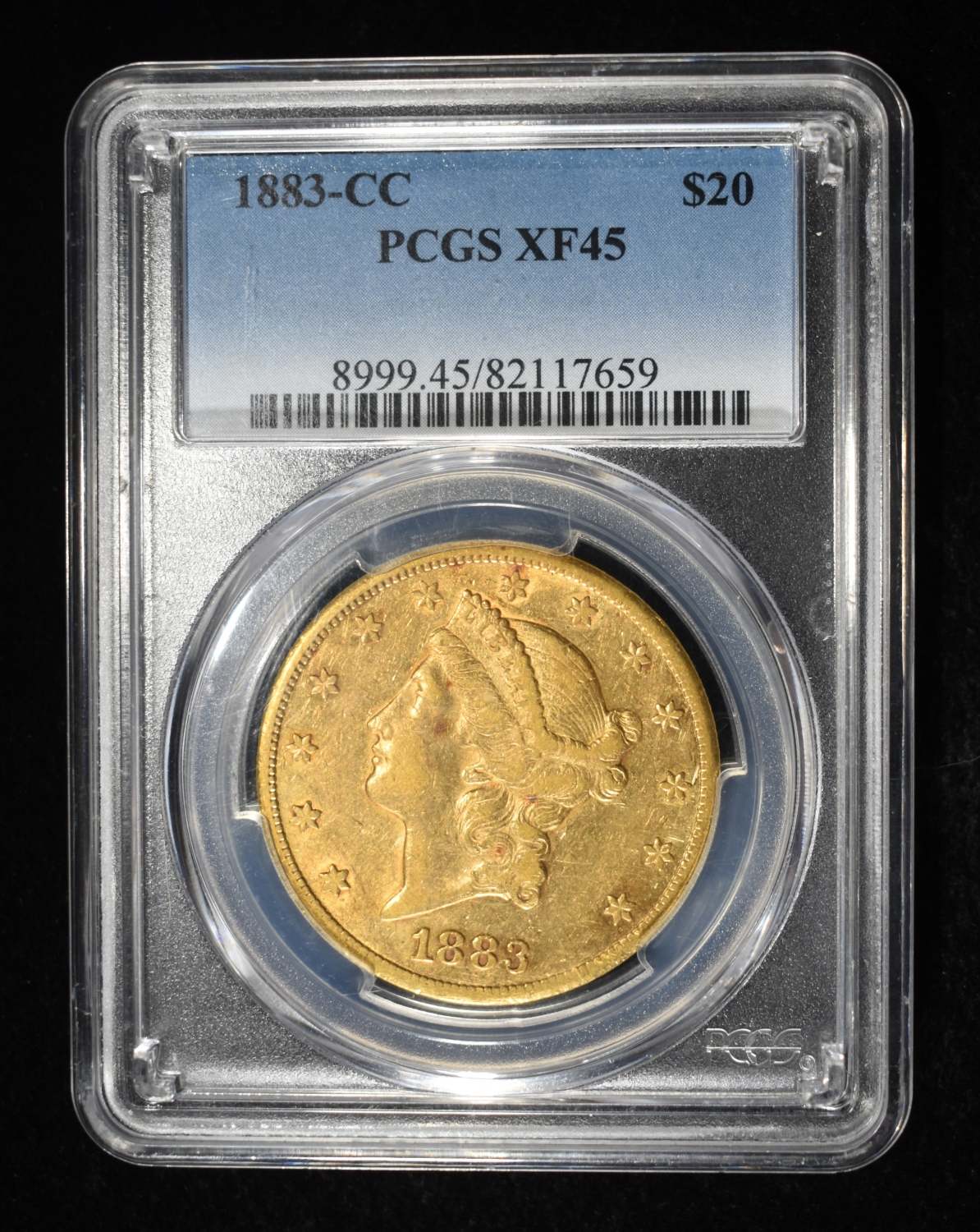 1883-CC $20 GOLD LIBERTY PCGS XF-45