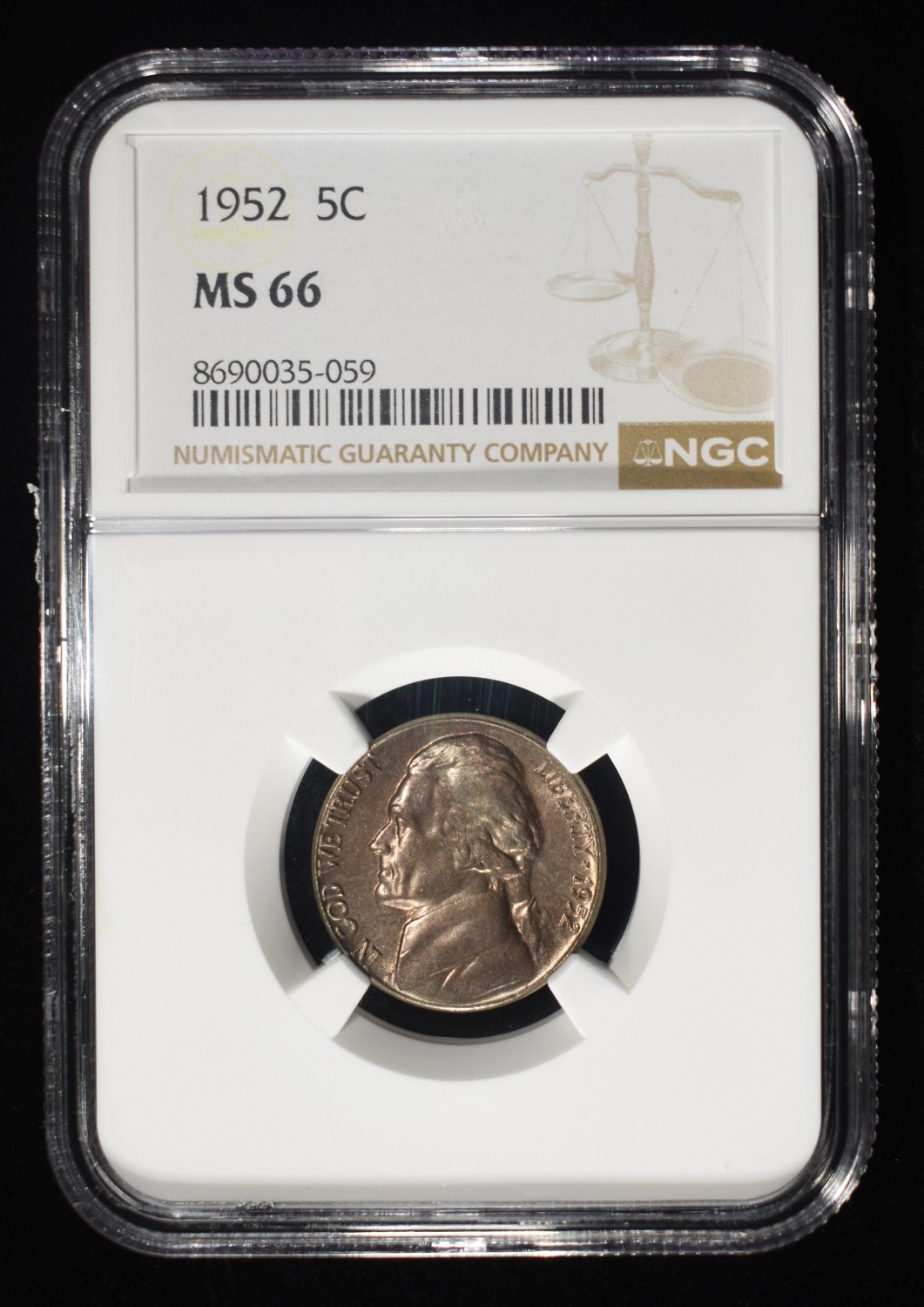 1952 JEFFERSON NICKEL NGC MS 66