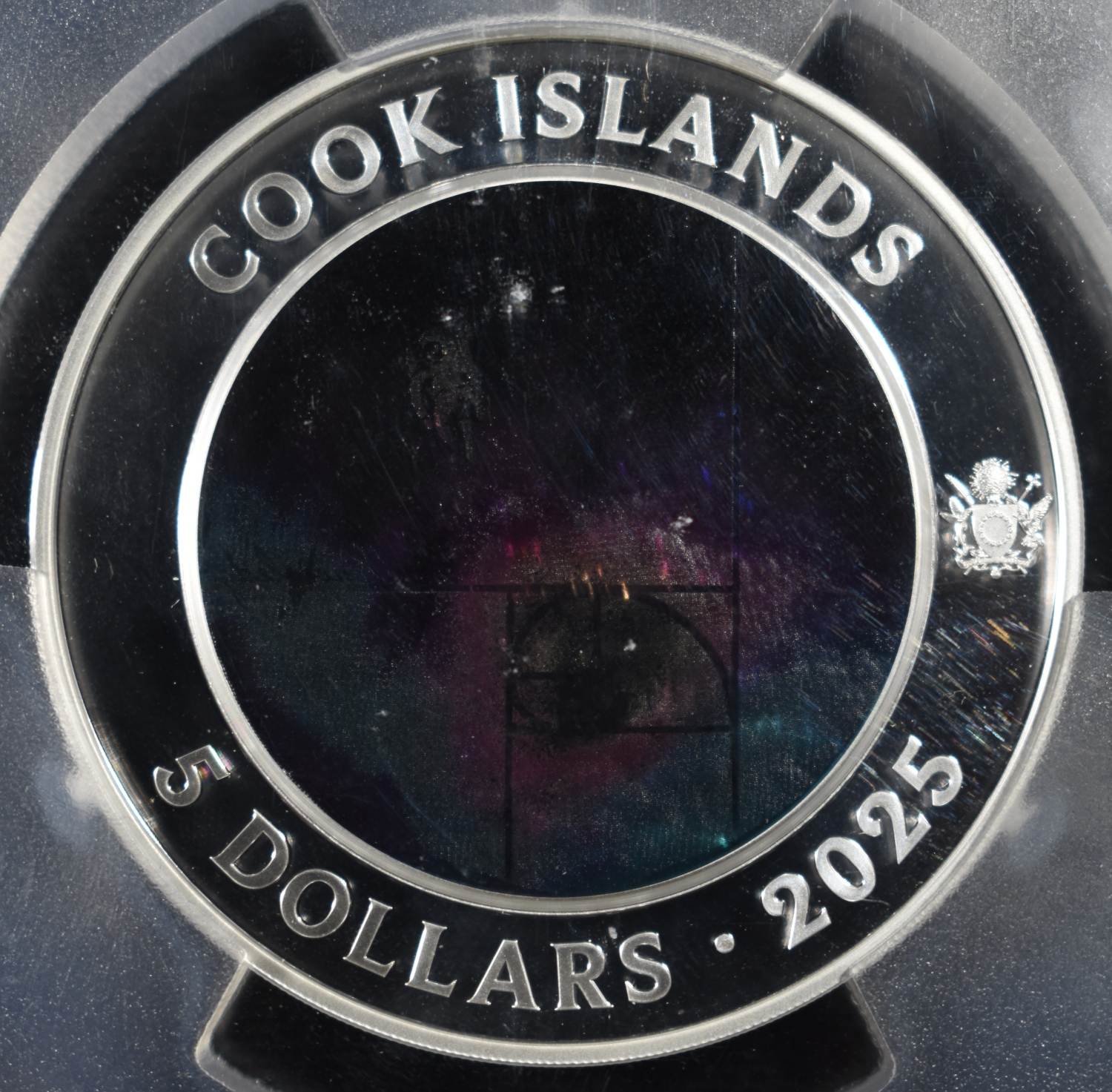 2025 COOK ISLANDS COLORIZED GLASS,SILVER PCGS MS70