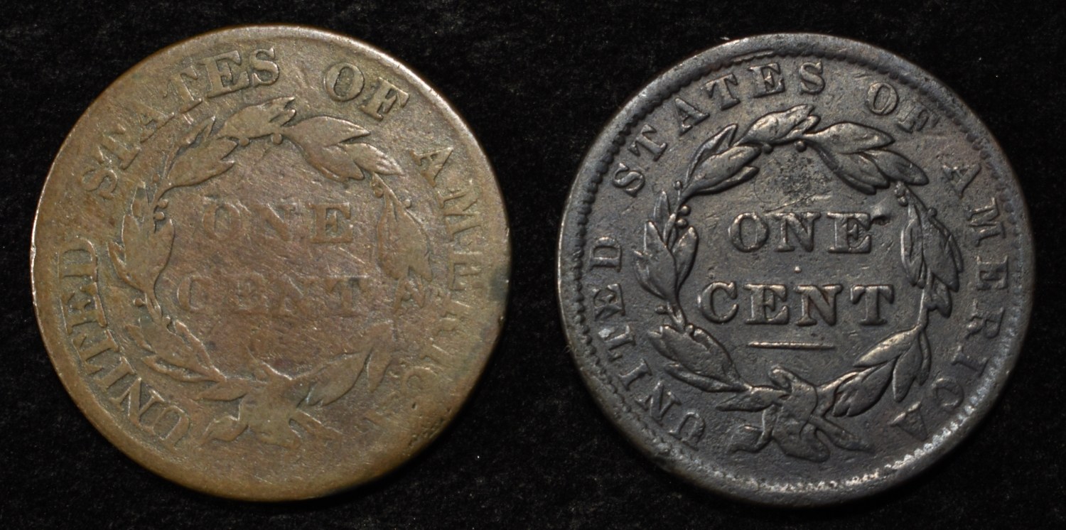 1822 VG & 1837 FINE LARGE CENTS