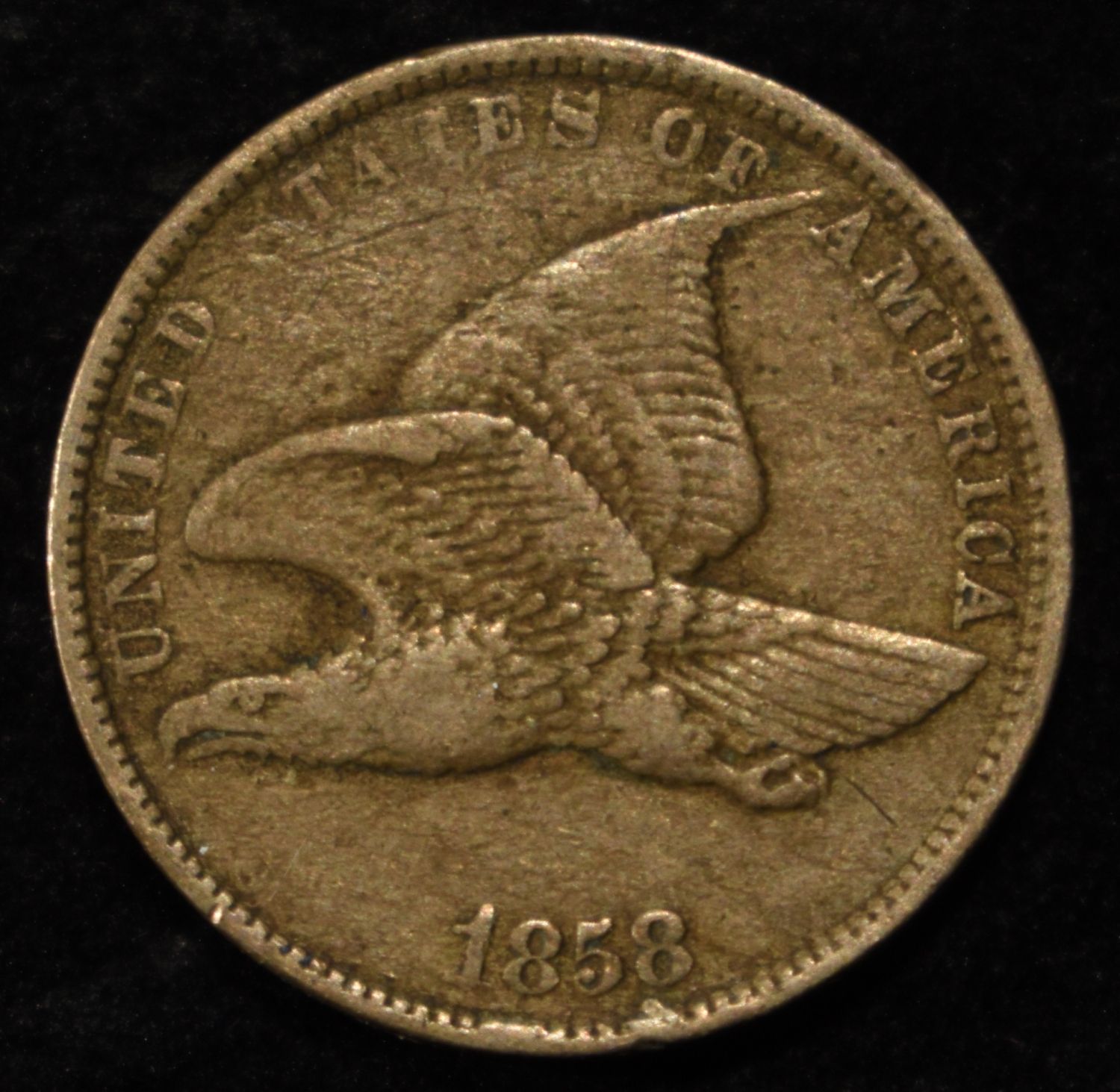 1858 FLYING EAGLE CENT XF