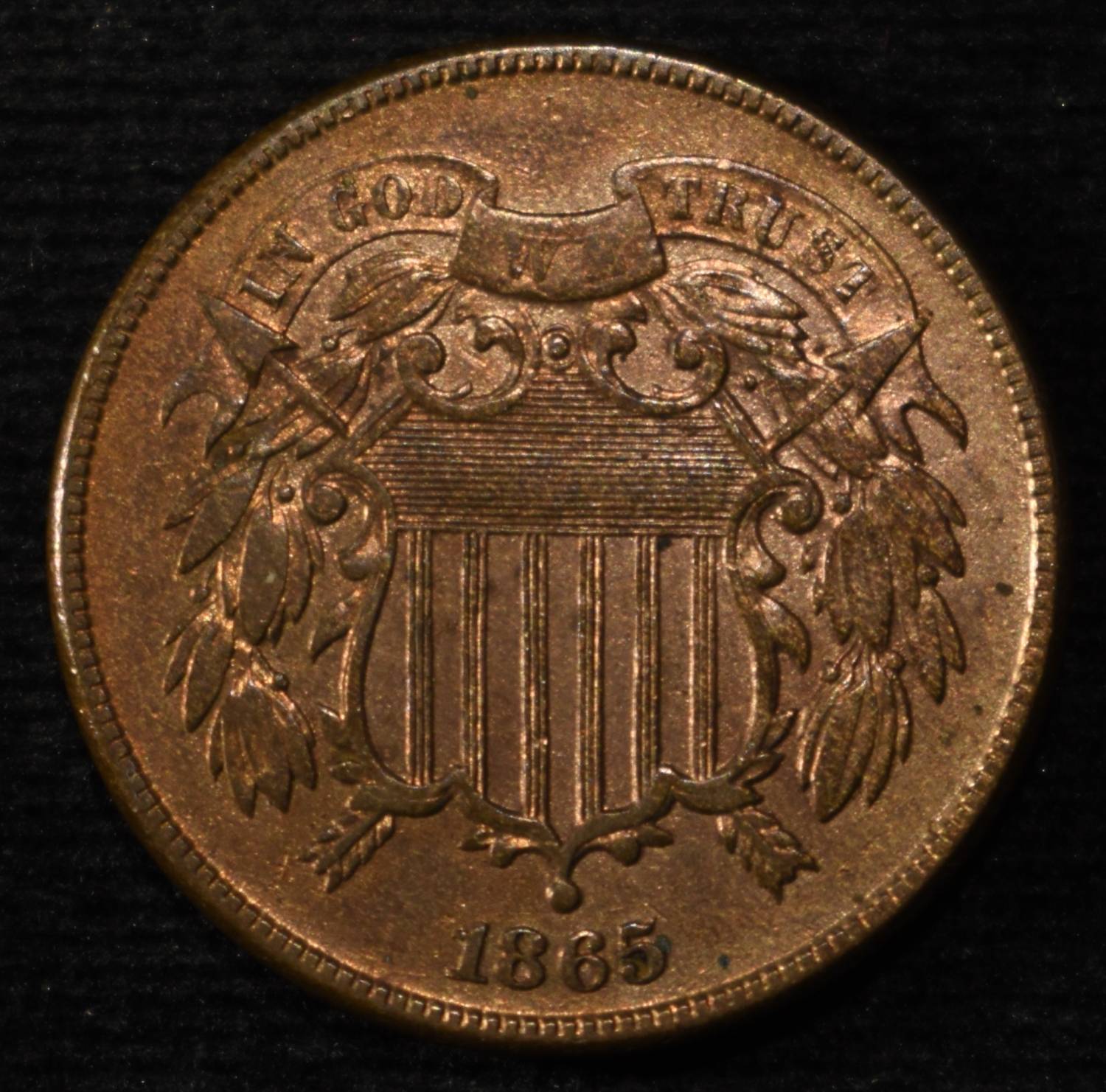 1865 2-CENT PIECE XF/AU