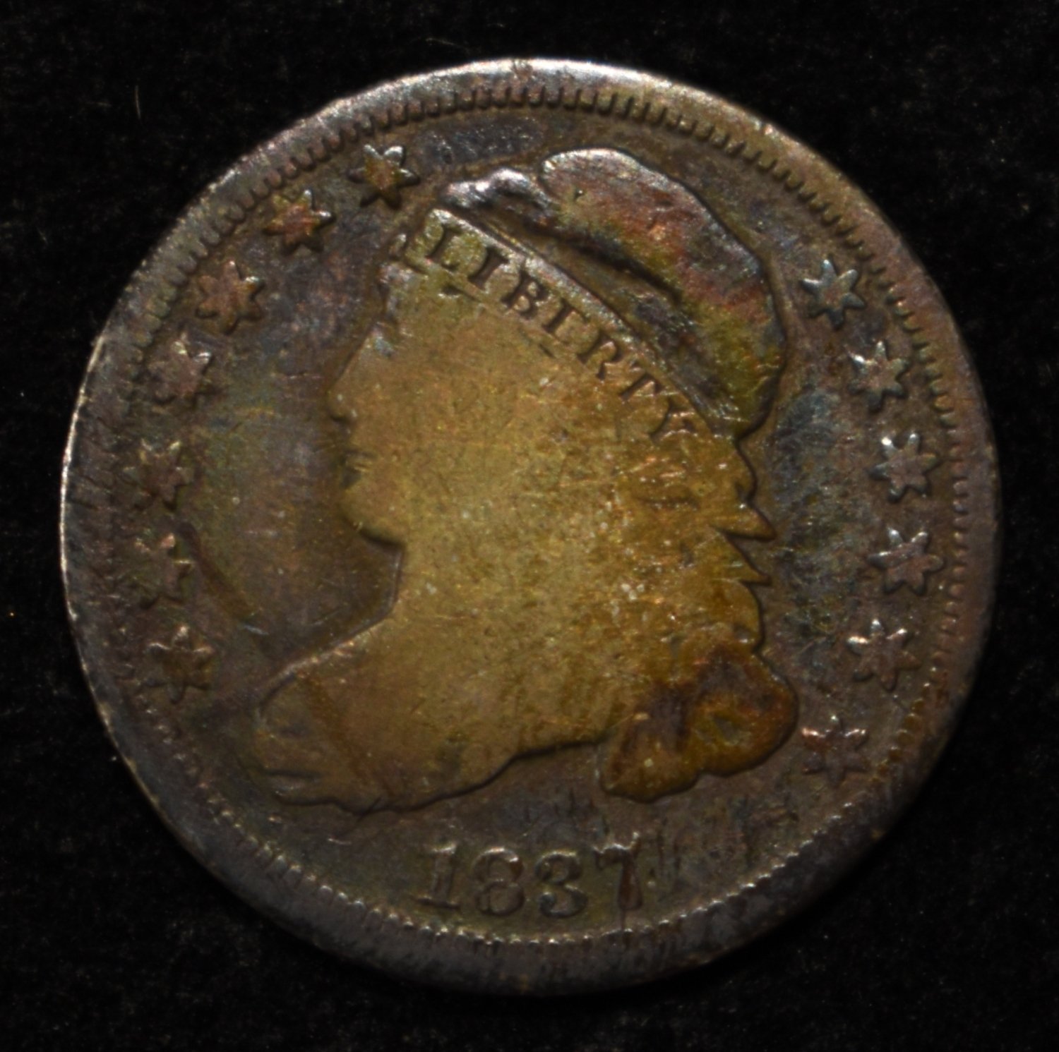 1837 CAPPED BUST DIME STARS