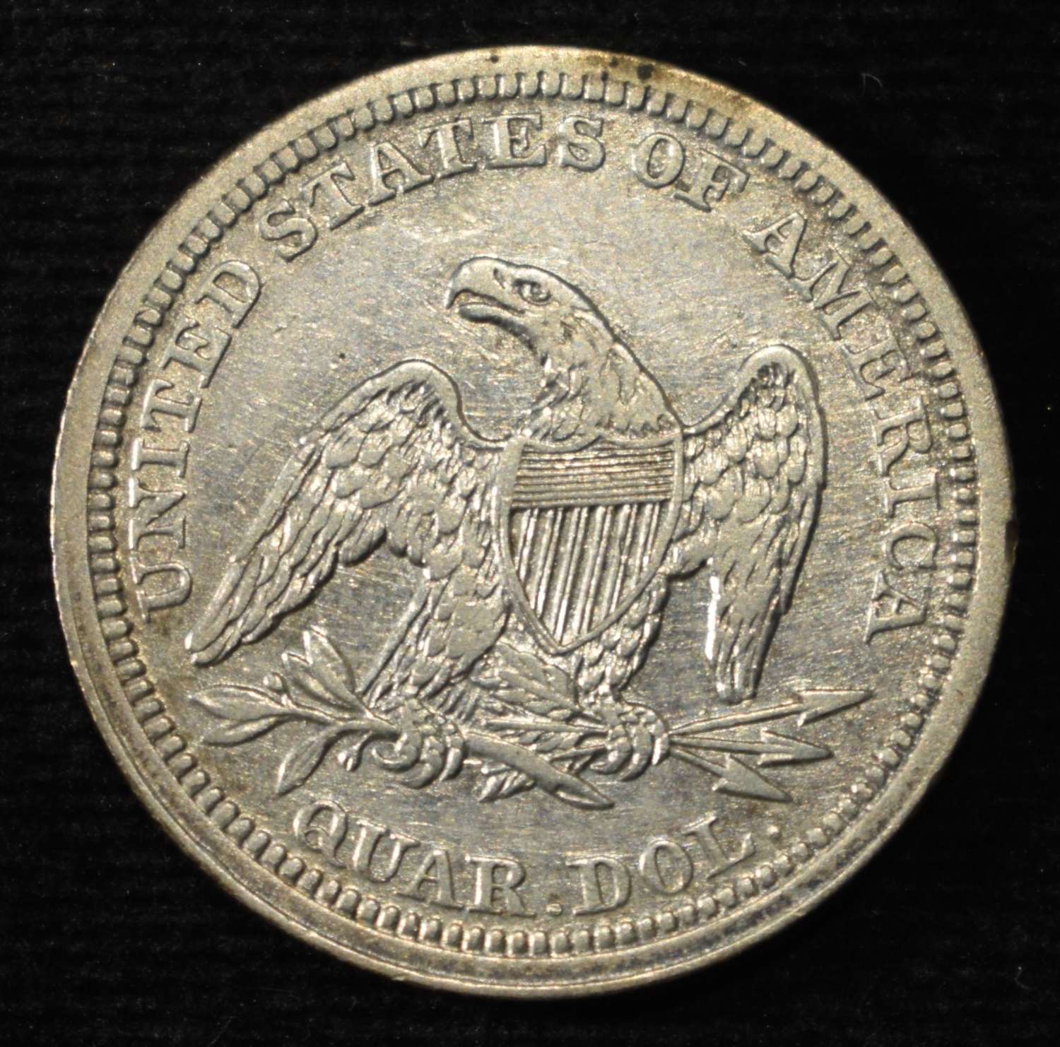 1854 SEATED LIBERTY QUARTER AU