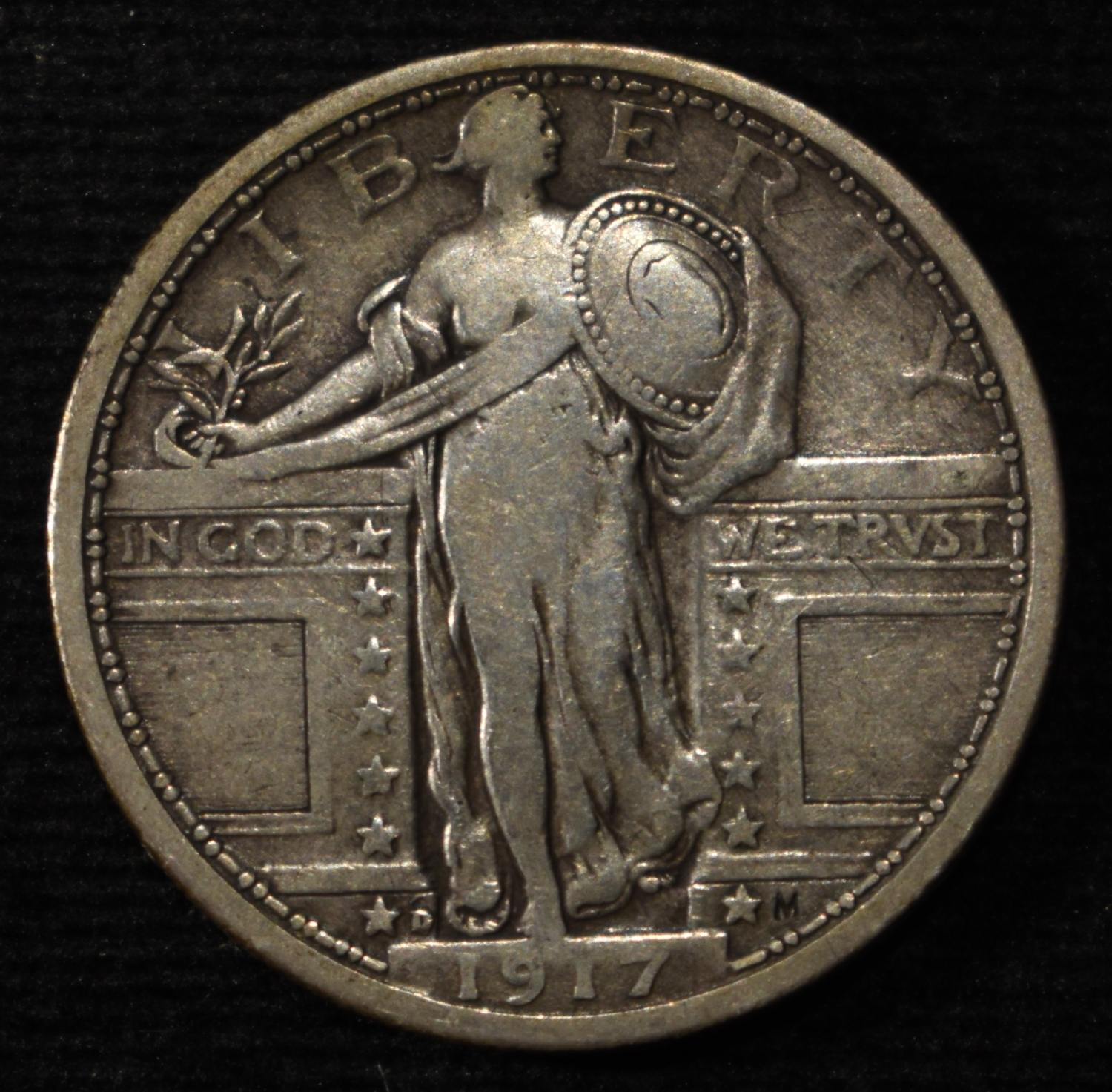 1917-D T-1 STANDING LIBERTY QUARTER VF