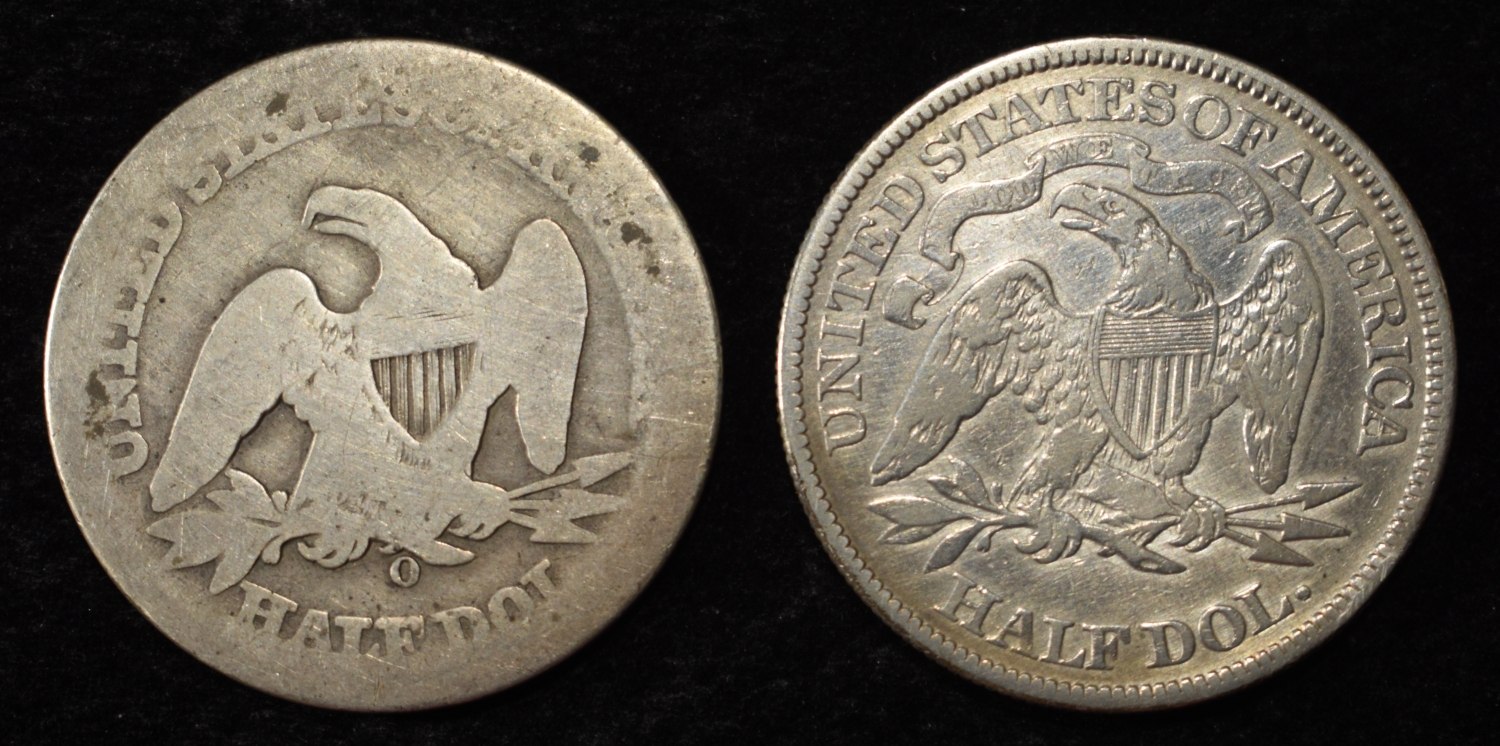 1859-O & 1876 LIBERTY SEATED HALF DOLLARS