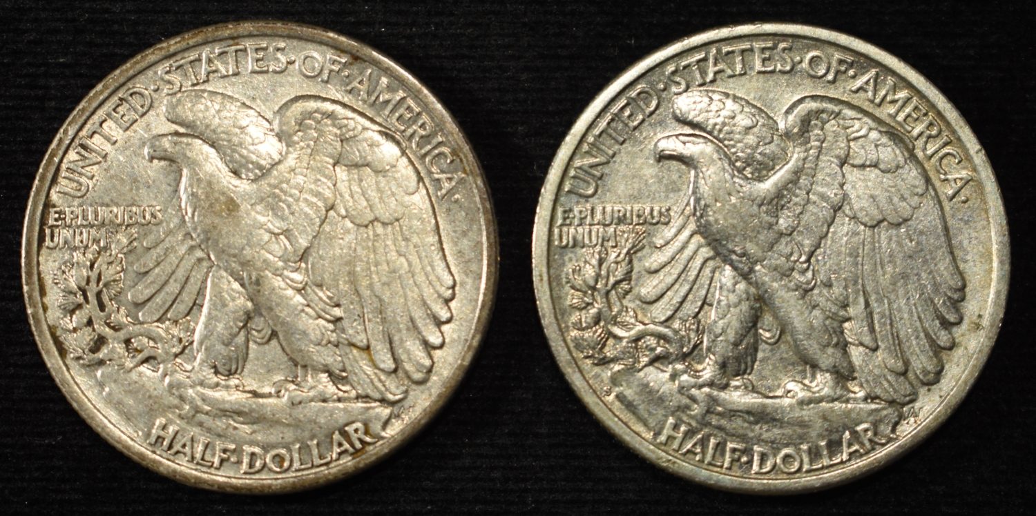 1936 XF & 1939-S AU WALKING LIBERTY HALVES