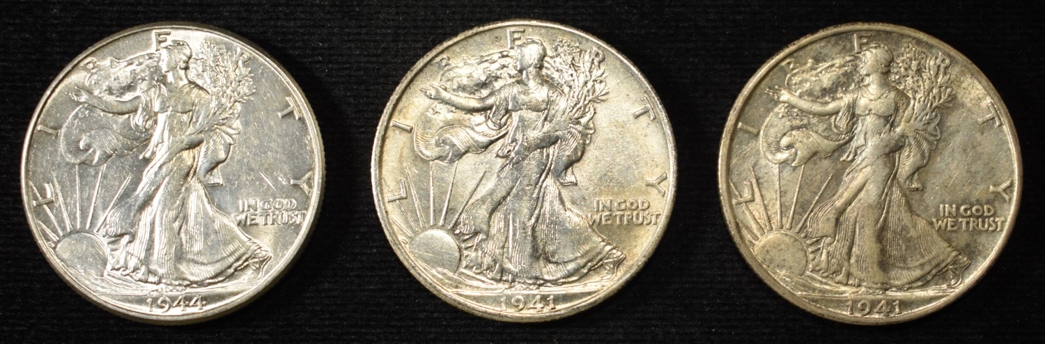 (2) 1941-S & 1944 WALKING LIBERTY HALVES AU