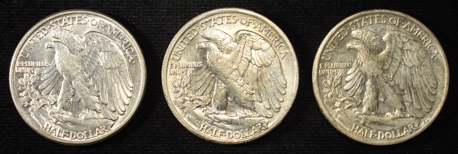 (2) 1941-S & 1944 WALKING LIBERTY HALVES AU