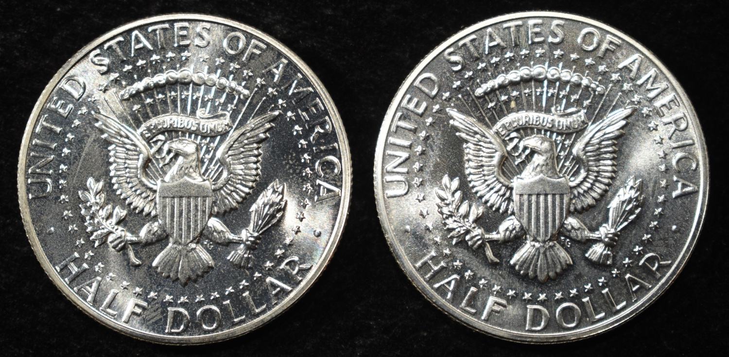(2) 90% SILVER 1964 KENNEDY HALF DOLLARS PROOF BU