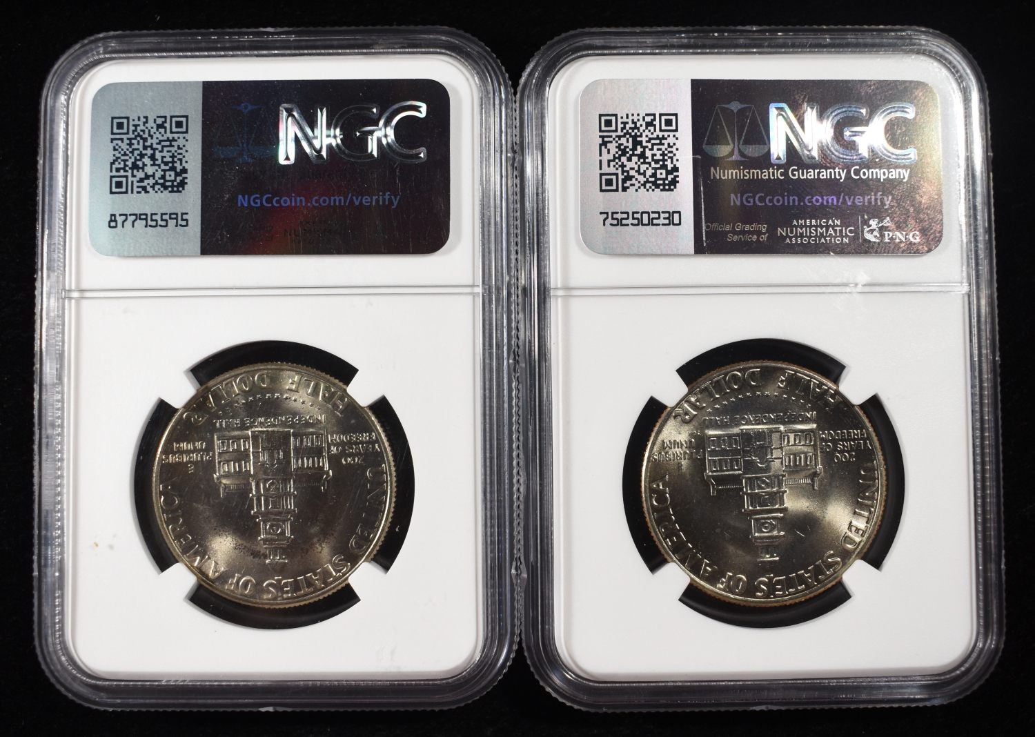(2) 1776-1976-D KENNEDY HALF DOLLARS NGC MS66