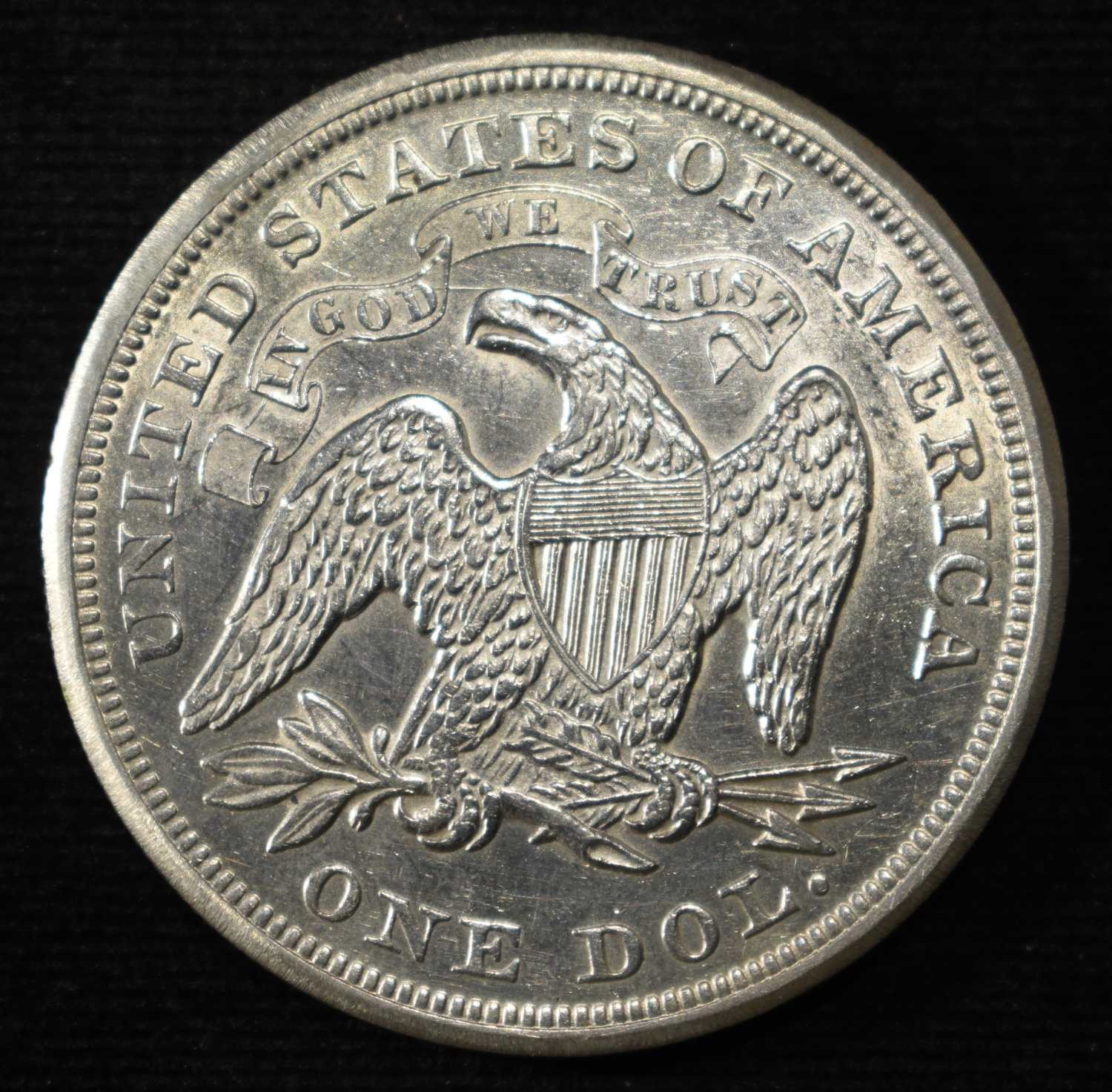 1871 SEATED LIBERTY DOLLAR CH AU