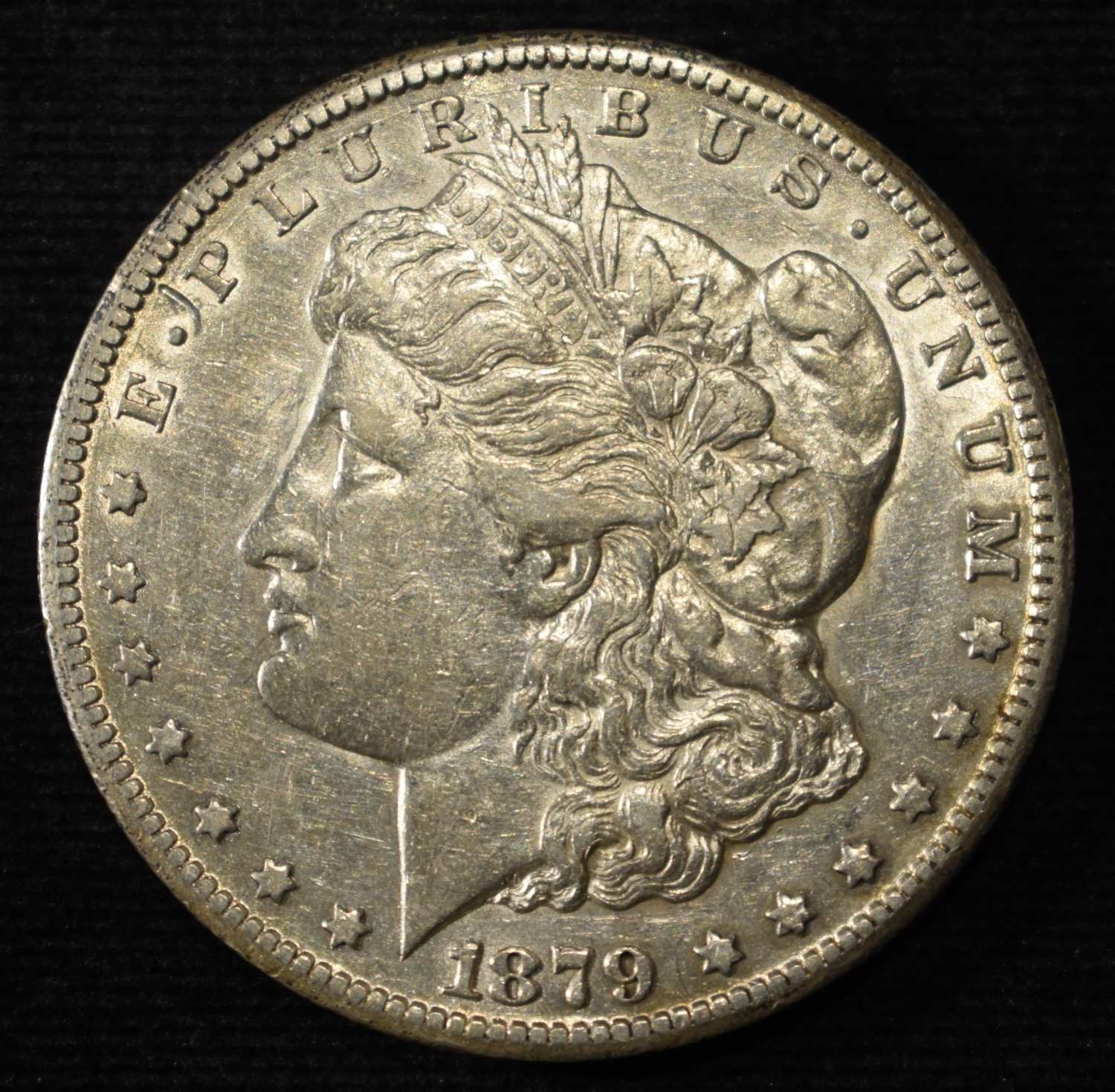 1879-CC CAPPED CC MORGAN DOLLAR XF/AU