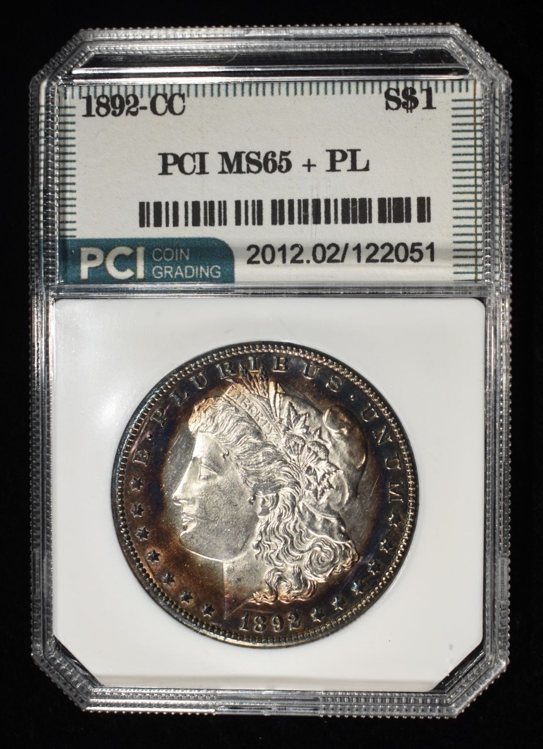 1892-CC MORGAN DOLLAR PCI GEM BU PROOF LIKE