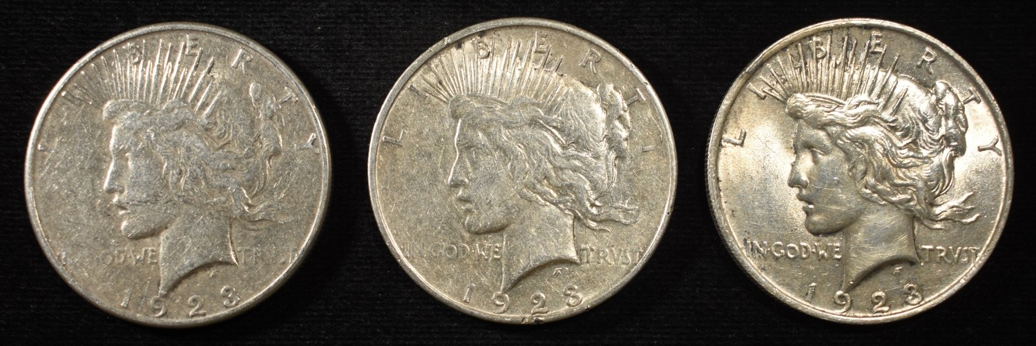 1923-P,D,&S PEACE DOLLARS