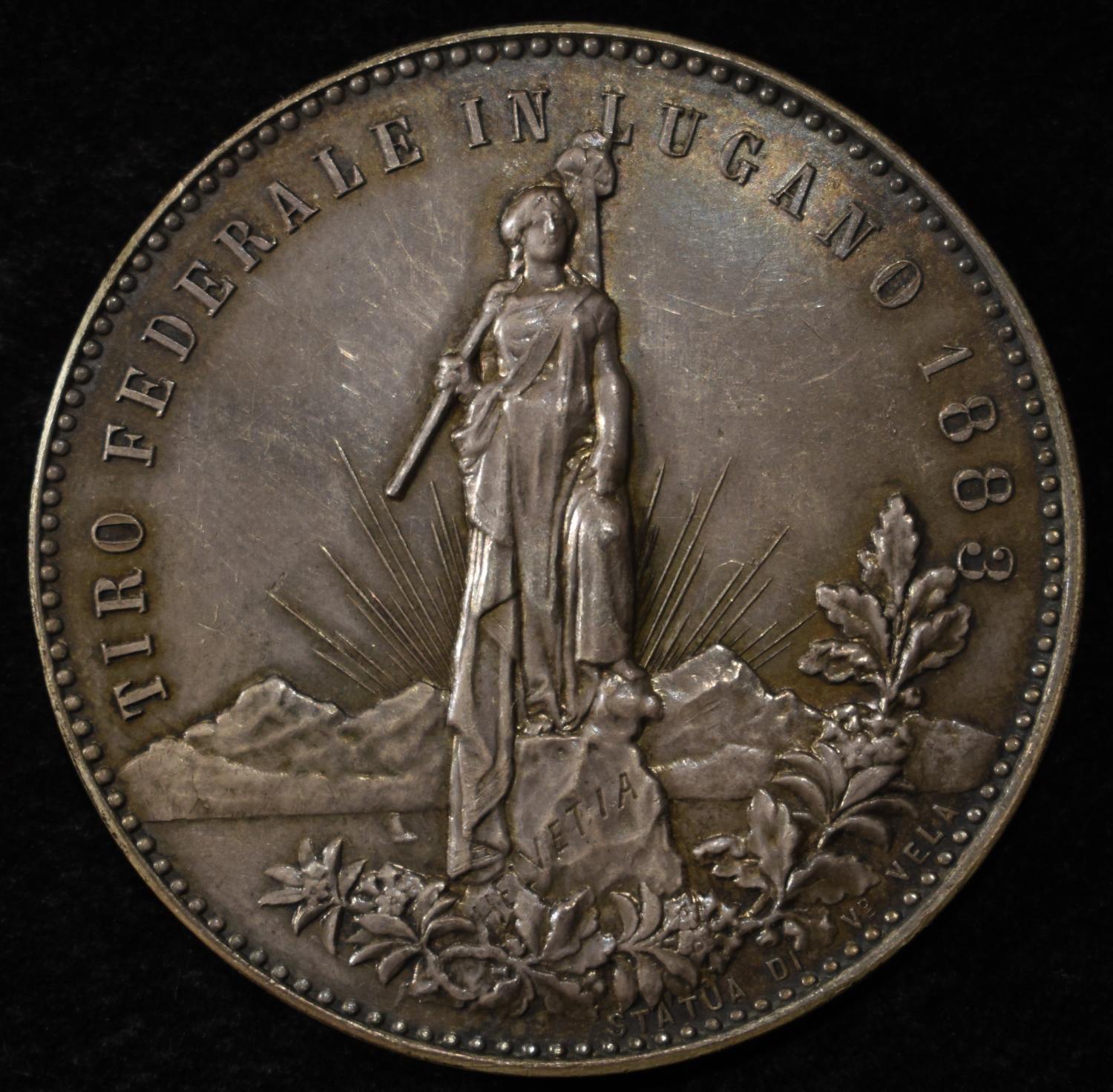 1883 SWISS SHOOTING MEDAL LUGANO SILVER