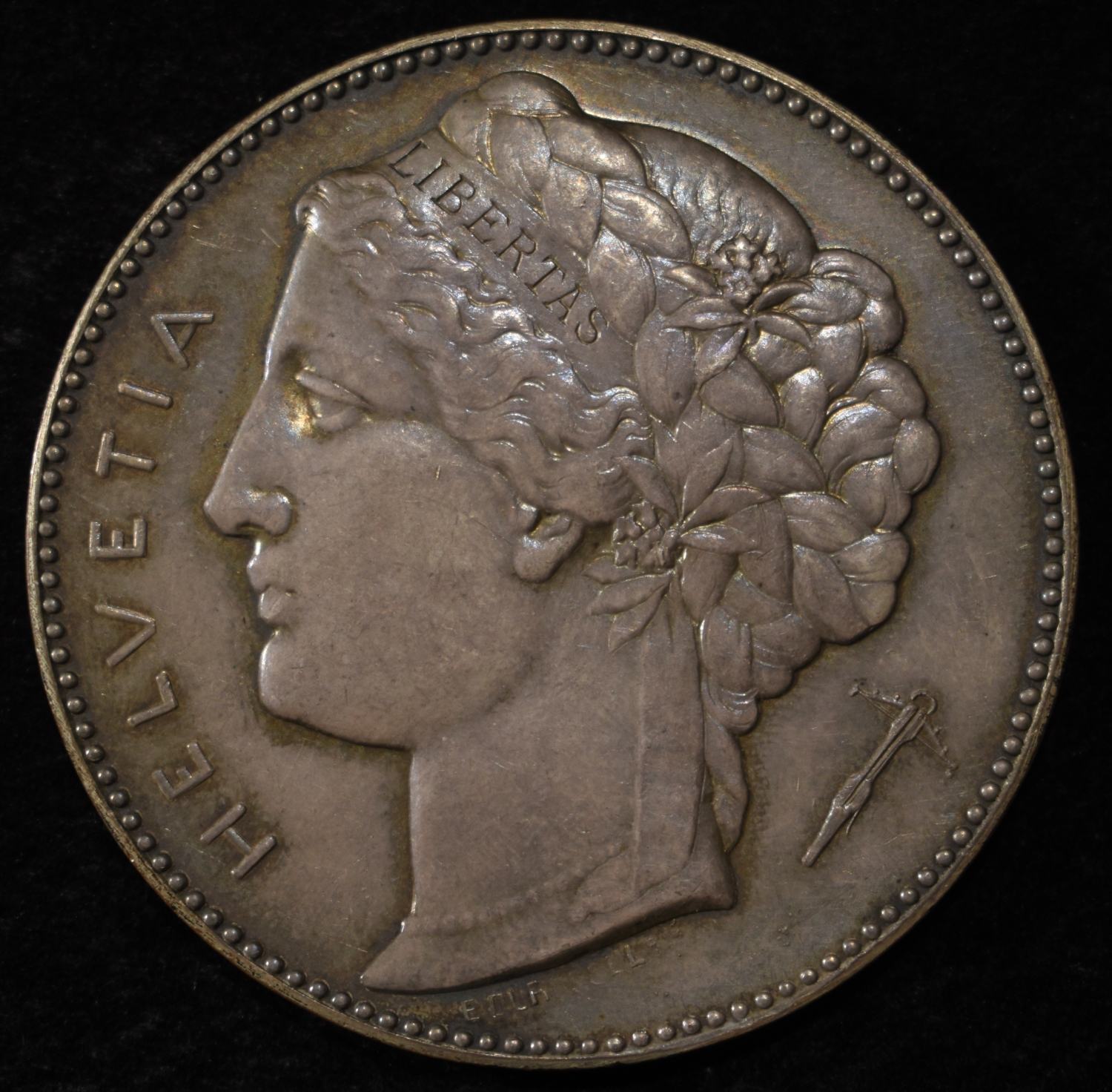 1883 SWISS SHOOTING MEDAL LUGANO SILVER
