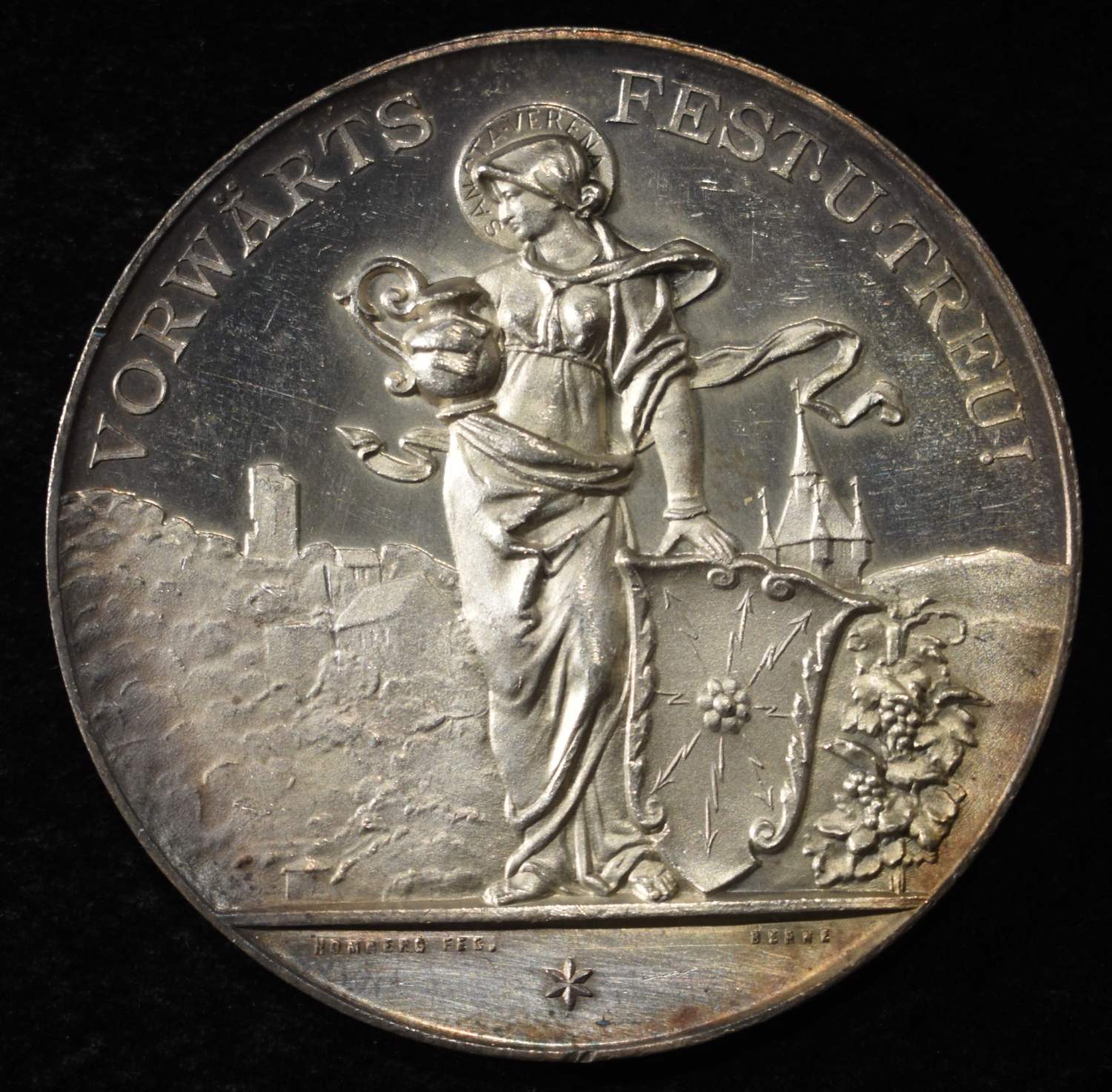 1896 SWISS SHOOTING MEDAL AARGAUIS BADEN SILVER