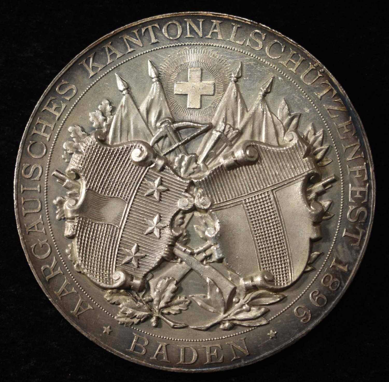 1896 SWISS SHOOTING MEDAL AARGAUIS BADEN SILVER