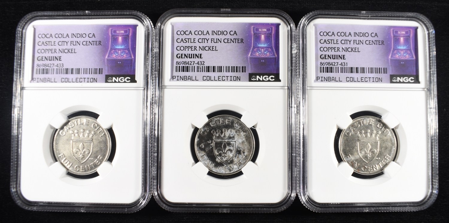 (3) COCA COLA INDIO CA COPPER NICKEL TOKENS NGC