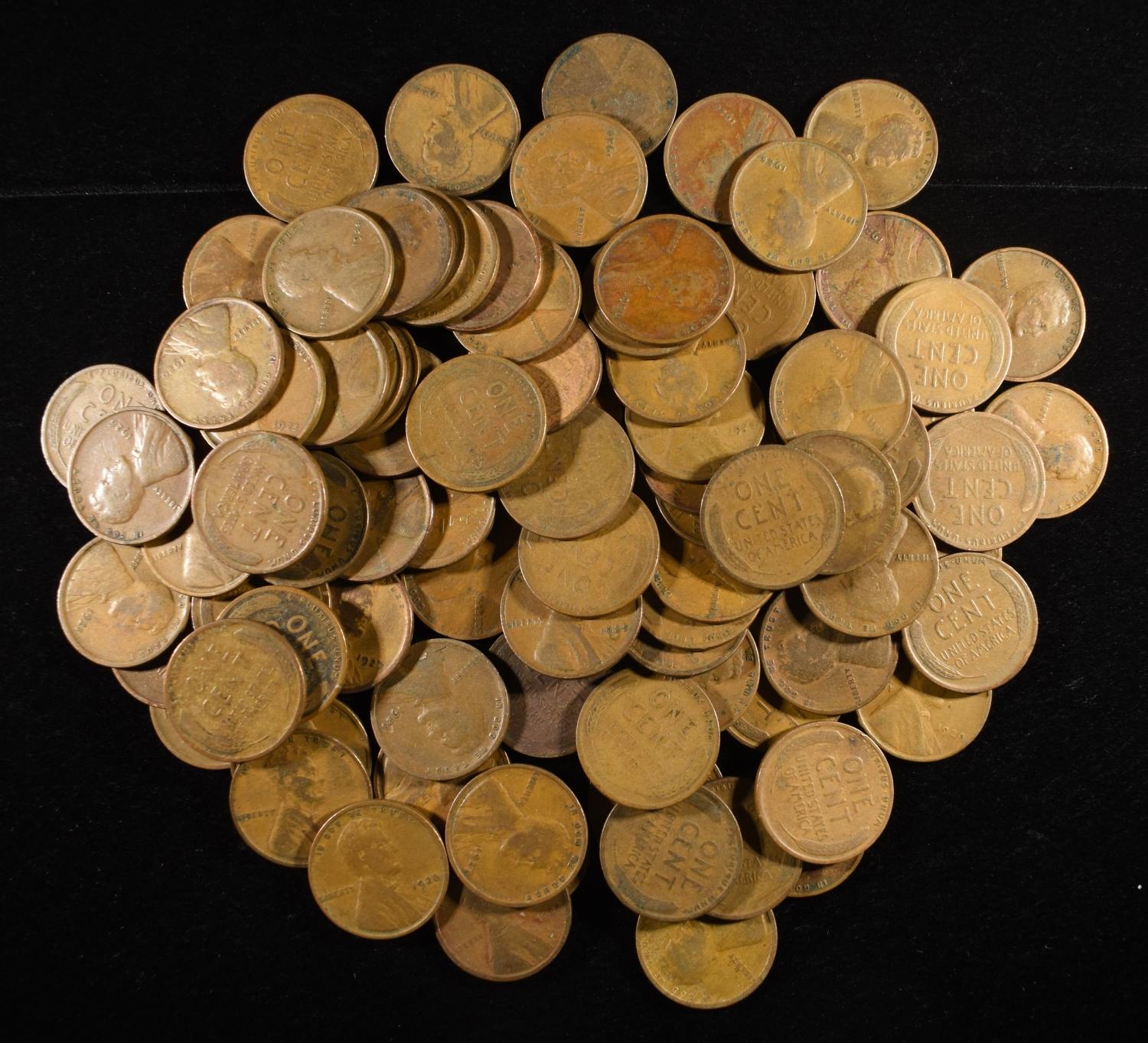 (92) WHEAT CENTS FROM THE 20'S