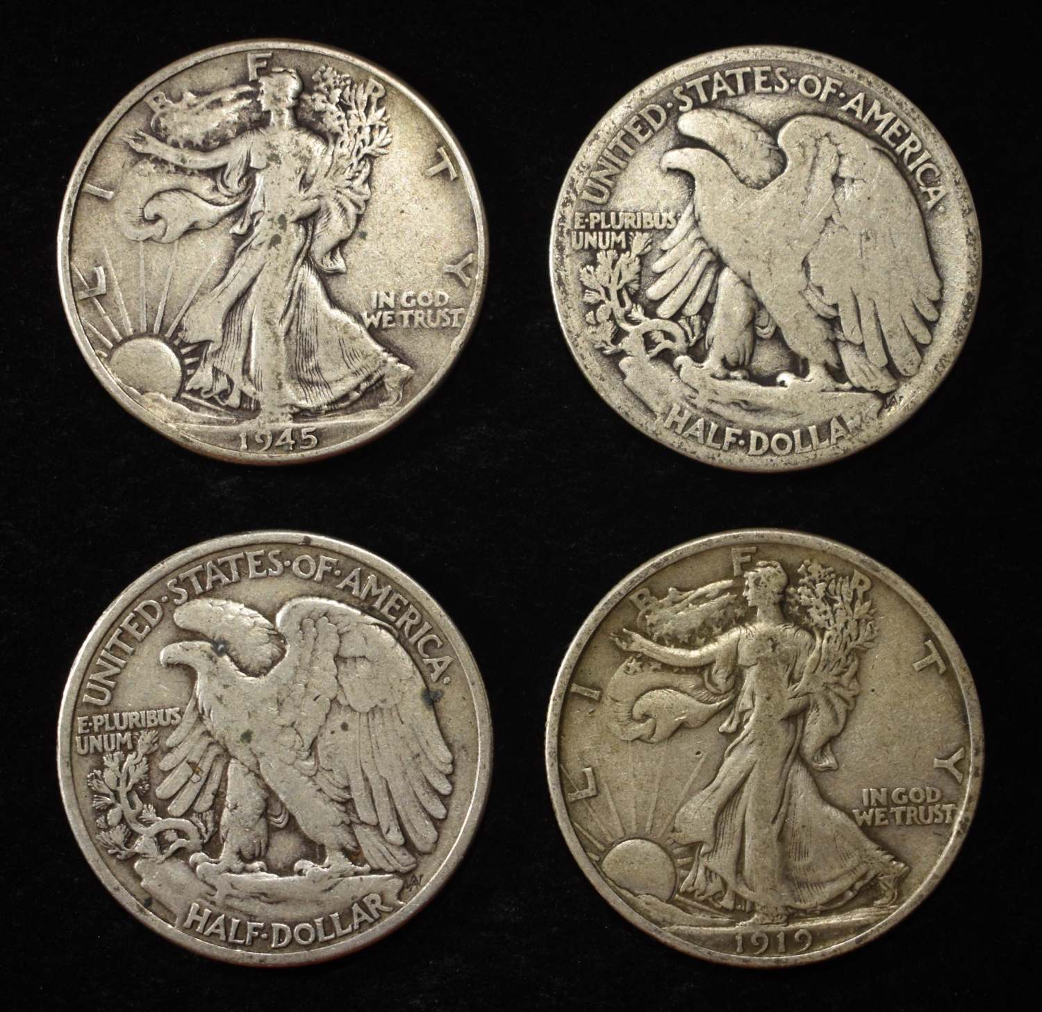 (10) 90% SILVER WALKING LIBERTY HALF DOLLARS