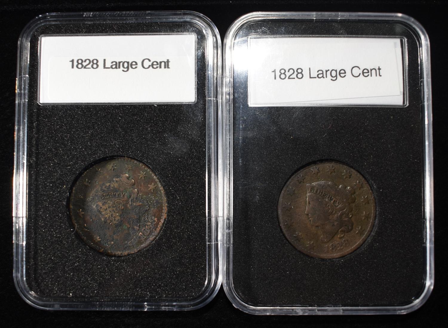 (2) 1828 CORONET HEAD LARGE CENTS