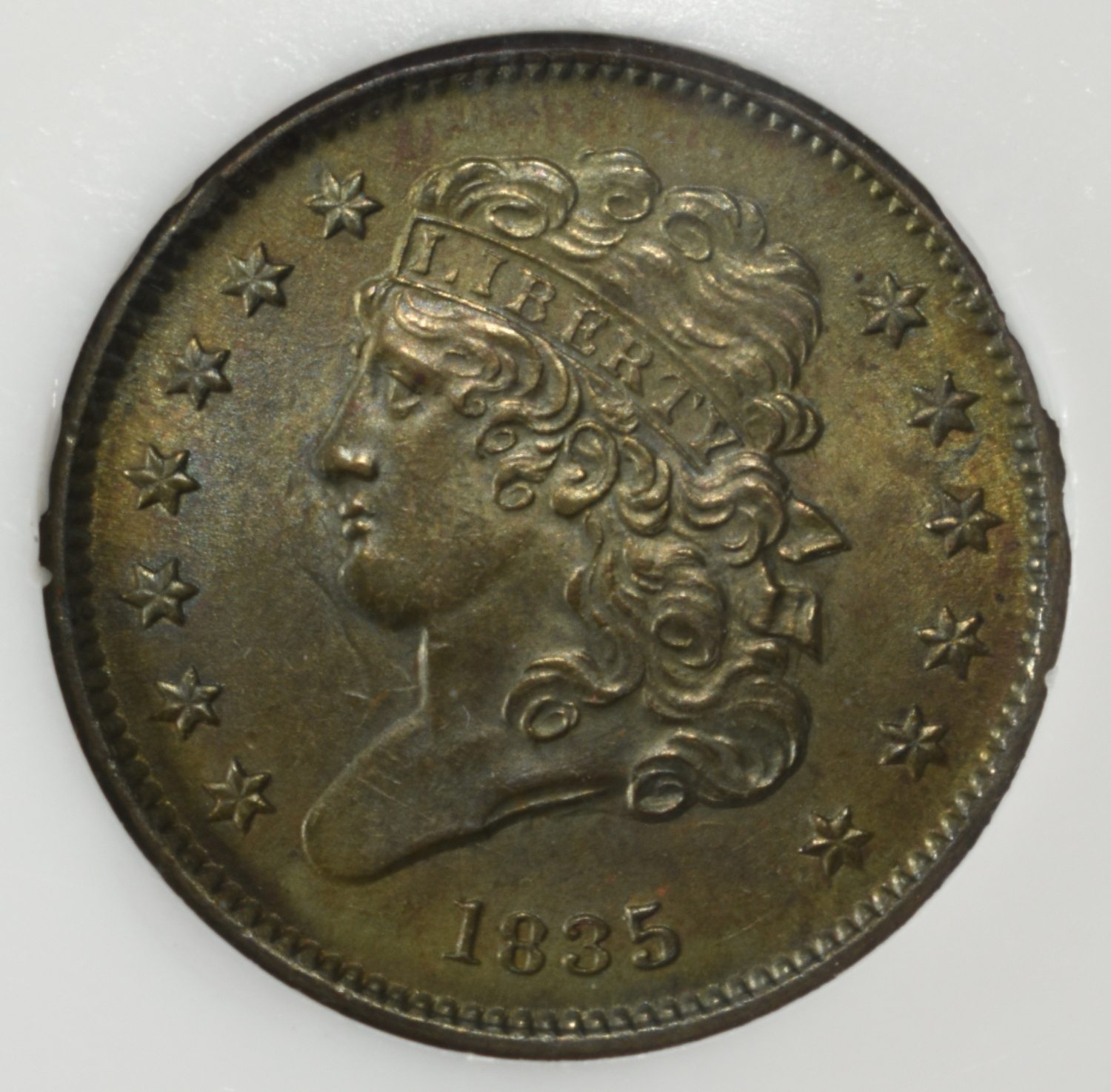 1835 CLASSIC HEAD HALF CENT PCI SUPERB GEM BU BN