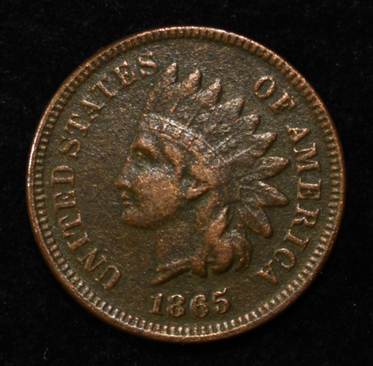 1865 INDIAN CENT XF