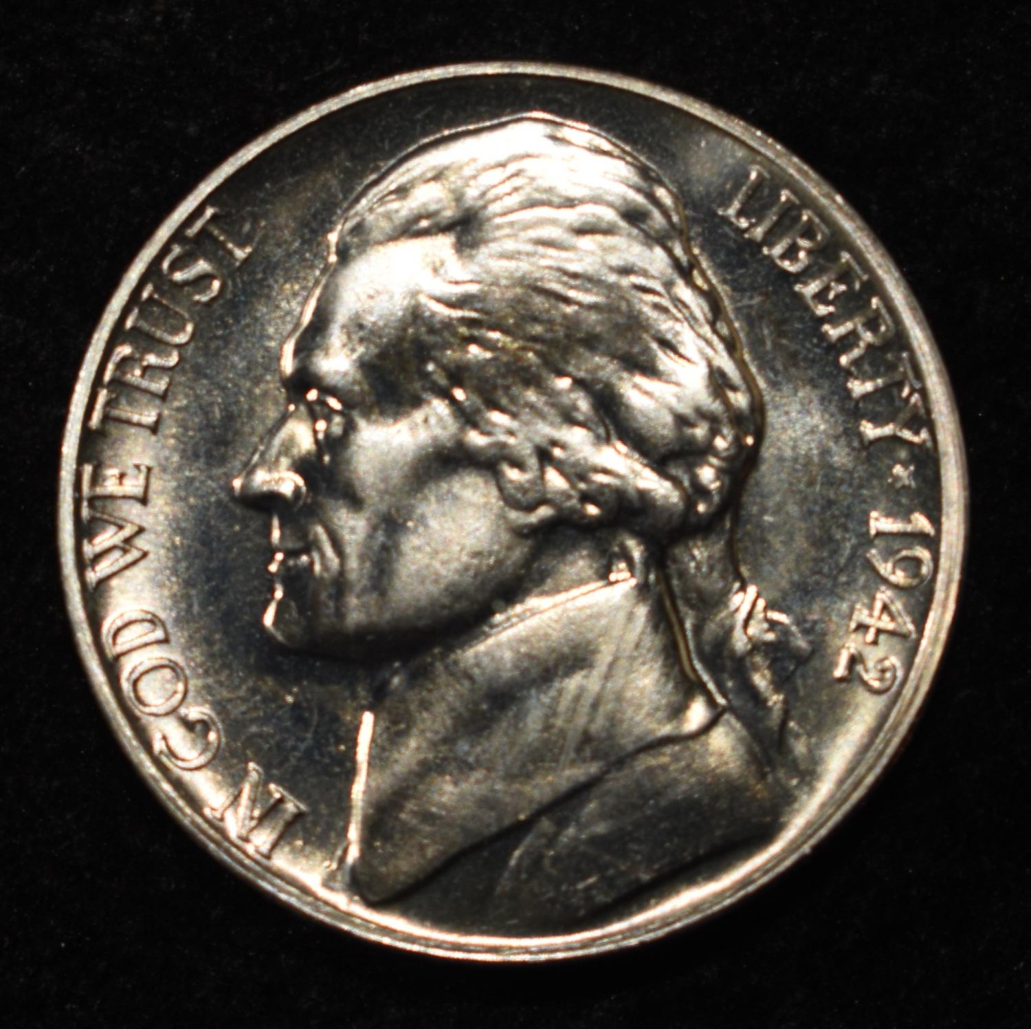 1942 JEFFERSON NICKEL GEM/PROOF