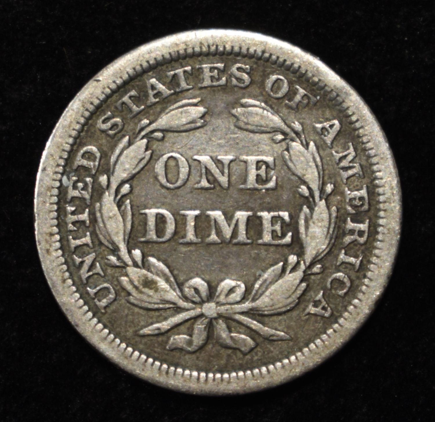 1840 LIBERTY SEATED DIME DRAPERY VF