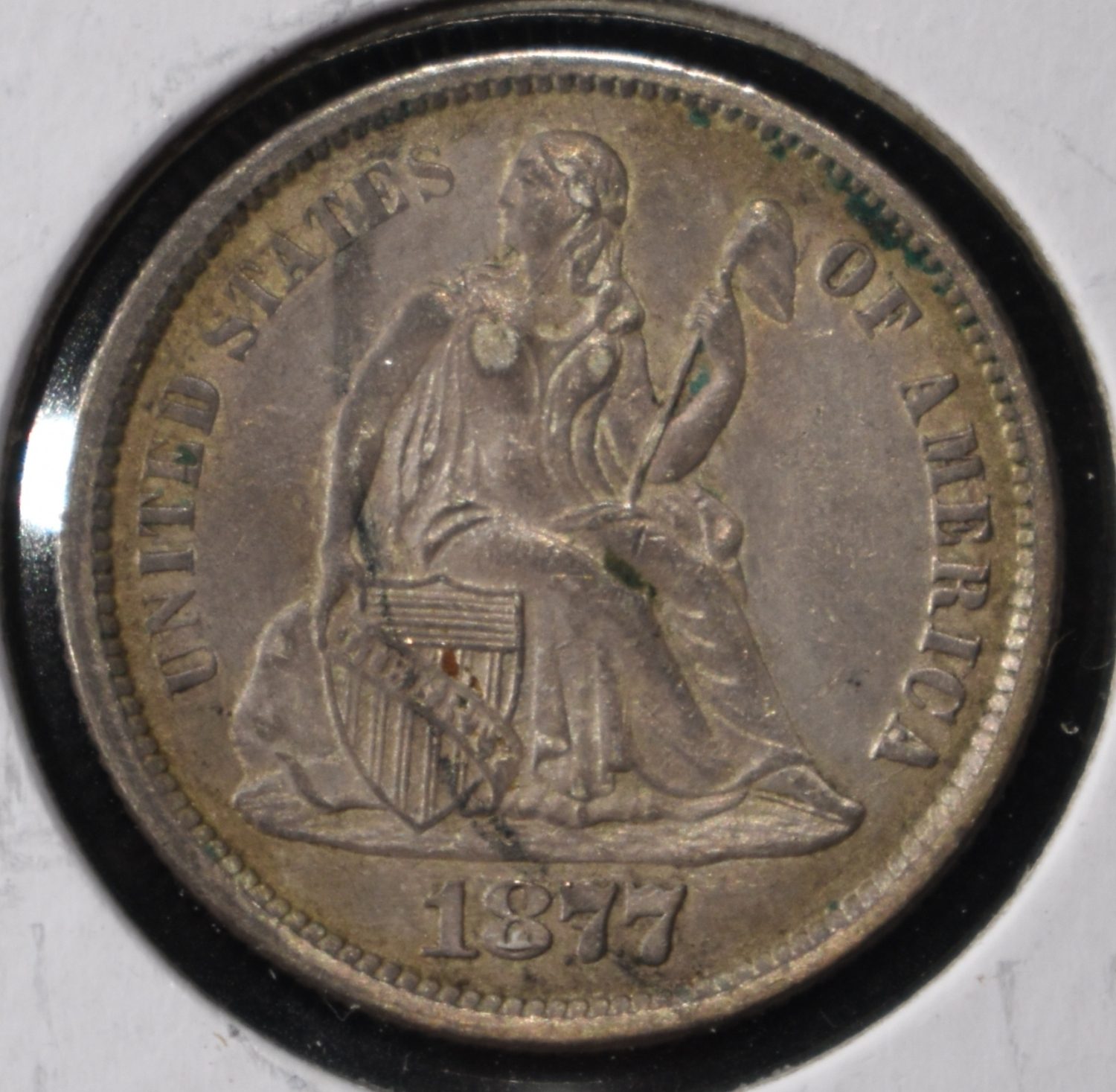 1877-CC LIBERTY SEATED DIME LOVELY ORIG UNC